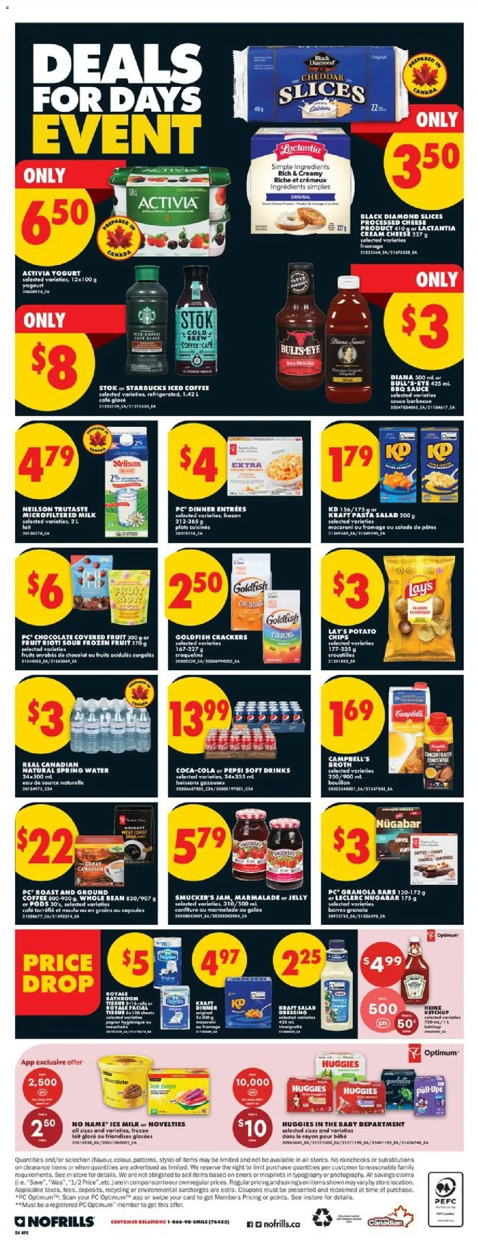 No Frills flyer valid from 23.04.2026 | Page: 4 | Products: Chips, Ketchup, PC, Chocolate
