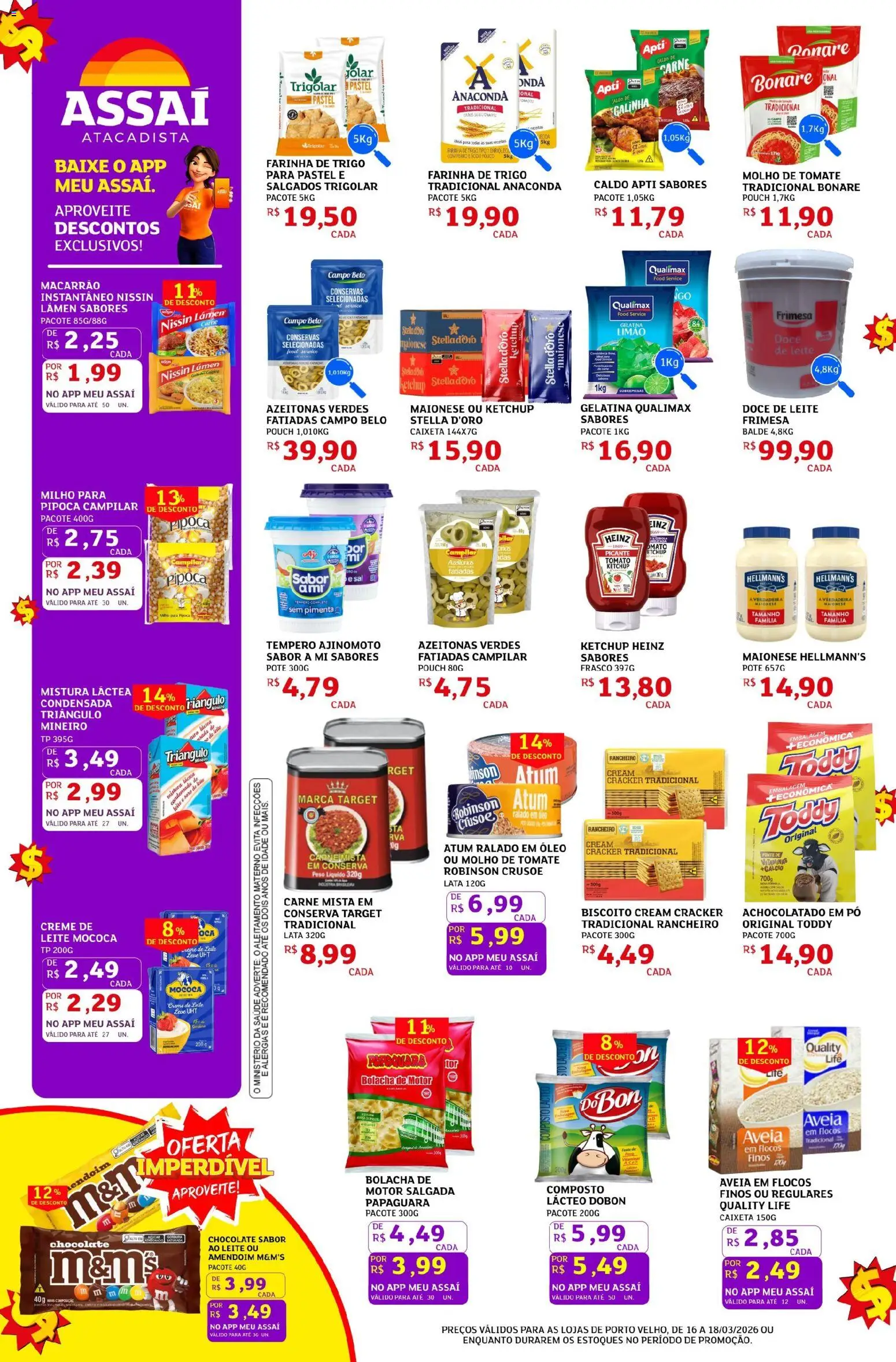 Assaí Atacadista Folheto - válido de 16.03.2026 | Página: 2 | Produtos: Óleo, Macarrão, Sal, Cream cracker
