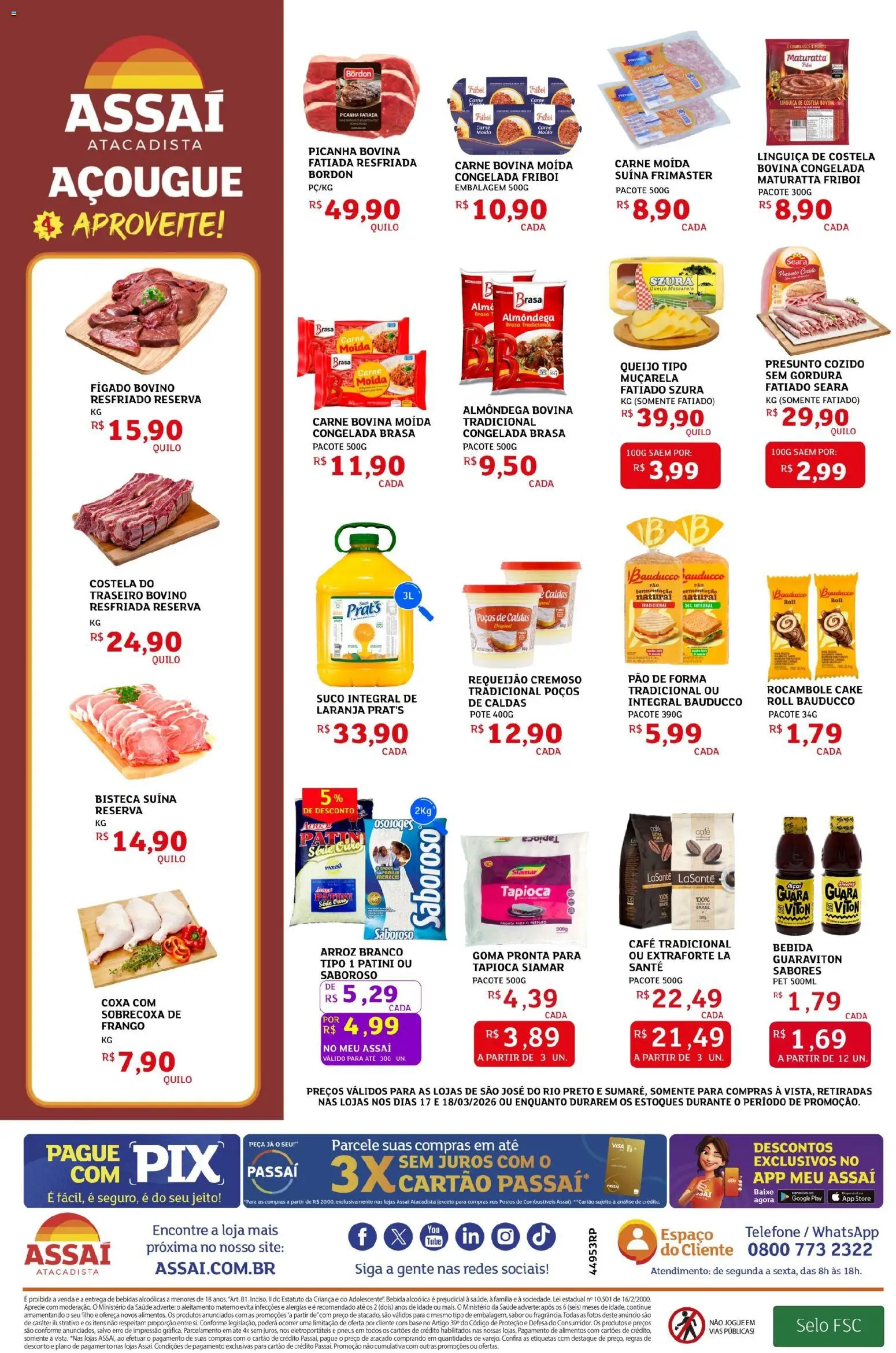Assaí Atacadista Folheto - válido de 17.03.2026 | Página: 2 | Produtos: Pera, Queijo, Café, Carne moída