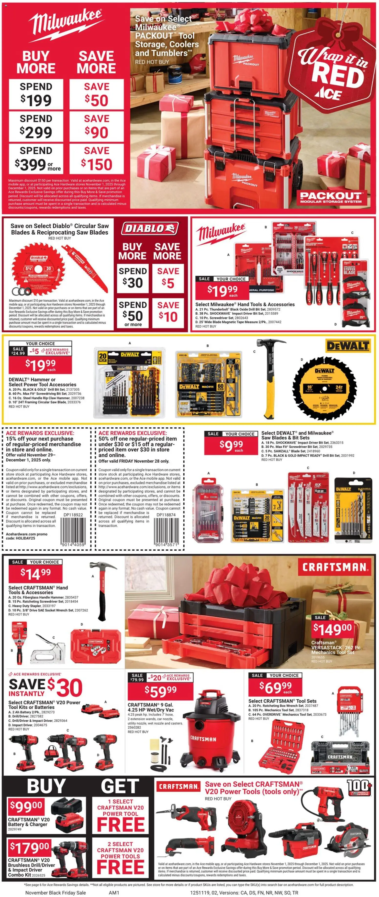 ACE Hardware Black Friday - valid from 01.11.2025 | Page: 2 | Products: Wrench, Circular Saw, Tape Measure, Drill Bit
