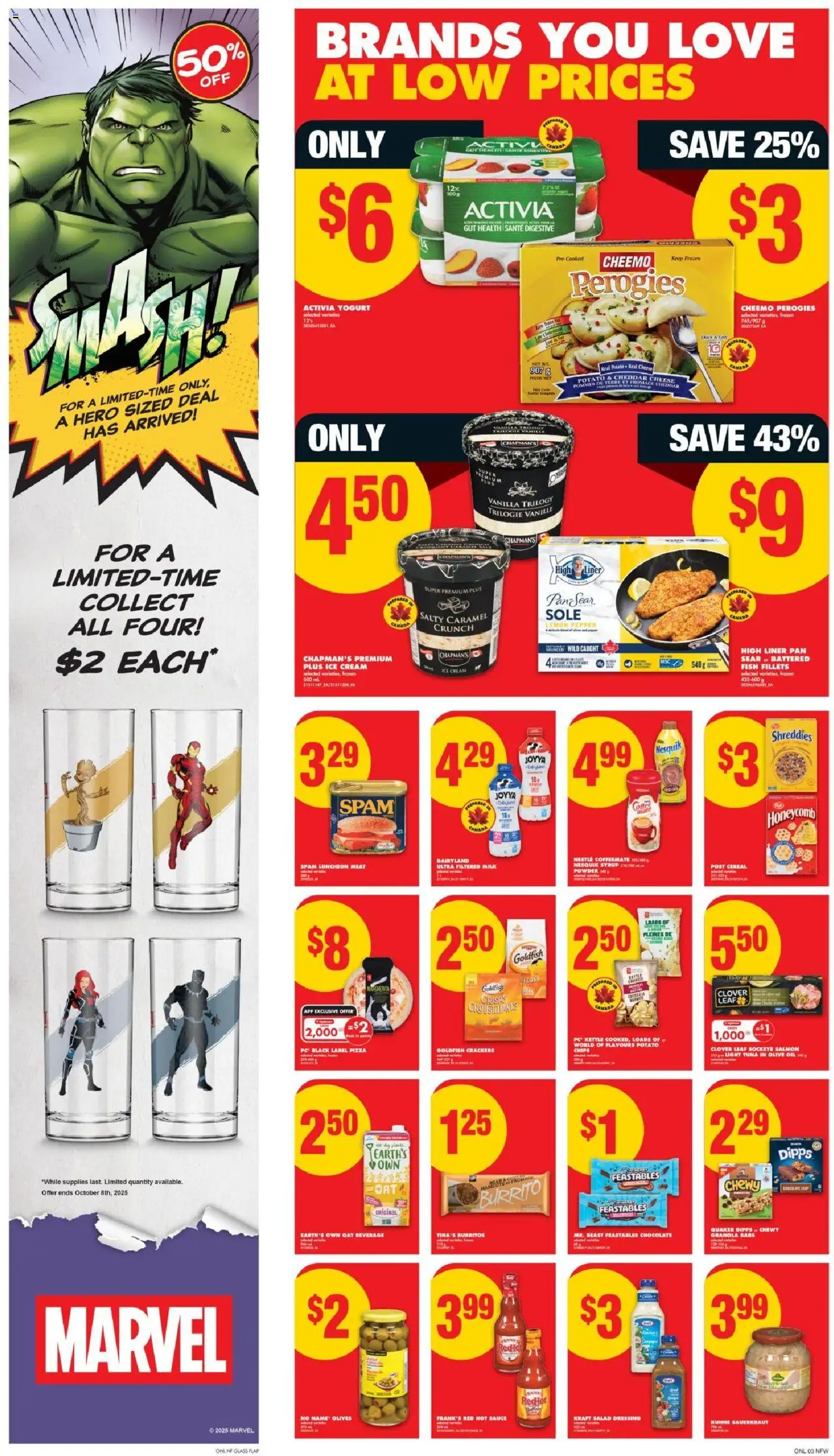 No Frills flyer valid from 02.10.2025 | Page: 8 | Products: Fish, Glasses, PC, Coffee