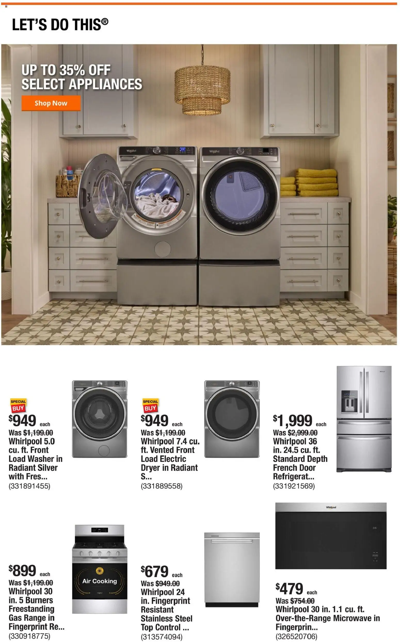 Home Depot Weekly Ad - PA - valid from 26.02.2026 | Page: 3 | Products: Microwave, Washer, Dryer