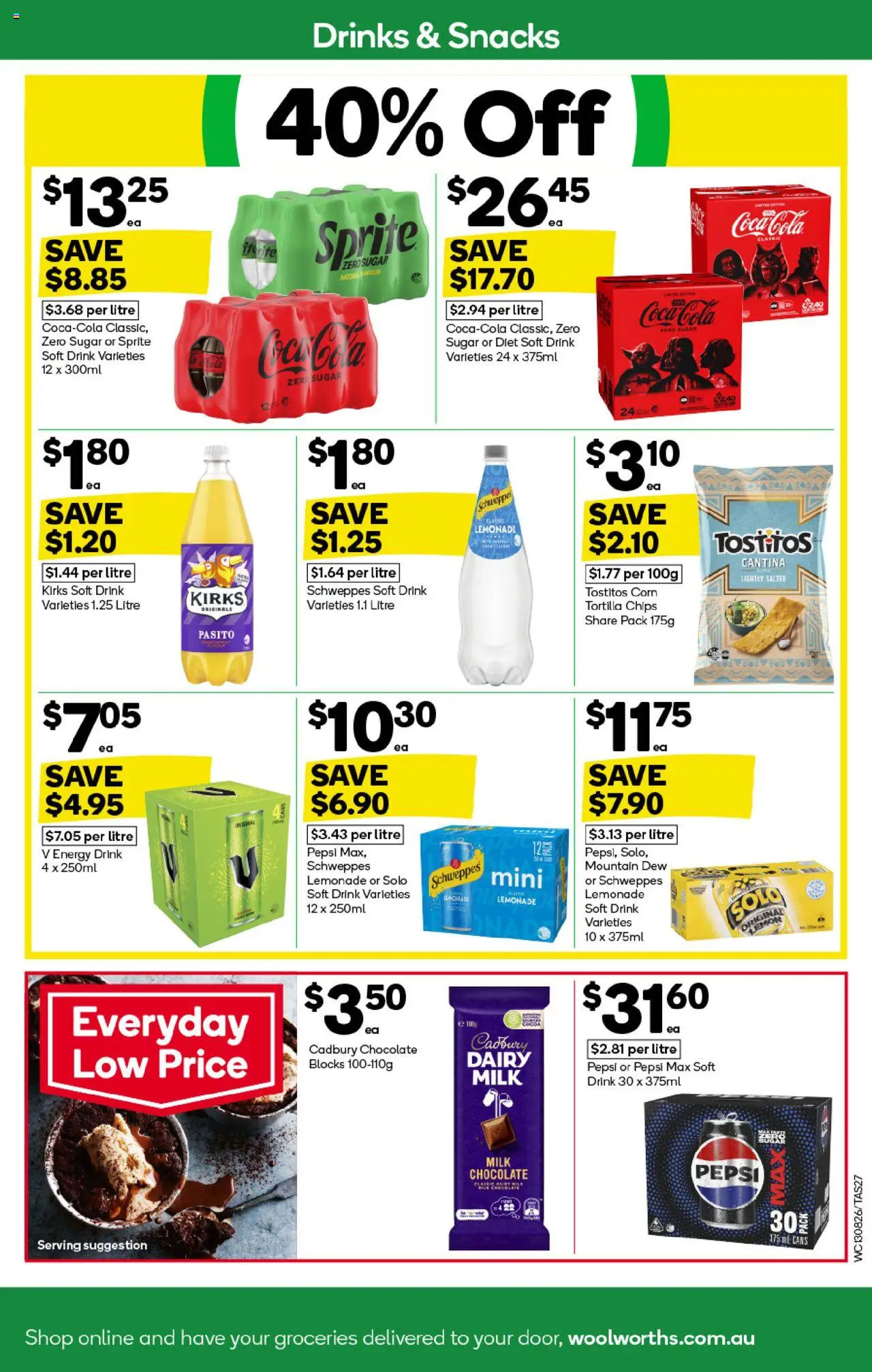 Woolworths catalogue - valid from 13.08.2025 | Page: 27 | Products: Milk, Chocolate, Pepsi, Chips