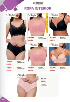 Vista previa de Andrea catálogo Outlet, nuevo folleto de la tienda, válido en México a partir del 02.11.2025 | Página: 234 | Productos: Ropa, Ropa interior