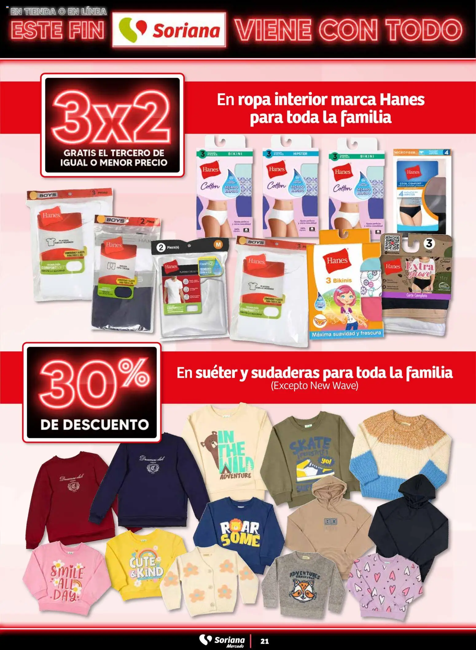Nuevas ofertas de Soriana válidas en toda la República Mexicana desde el 05.11.2025. ¡Encuentra las mejores ofertas en Soriana - Este fin Soriana viene con todo Mercado Nacional! | Página: 21 | Productos: Suéter, Ropa, Ropa interior, Bikini