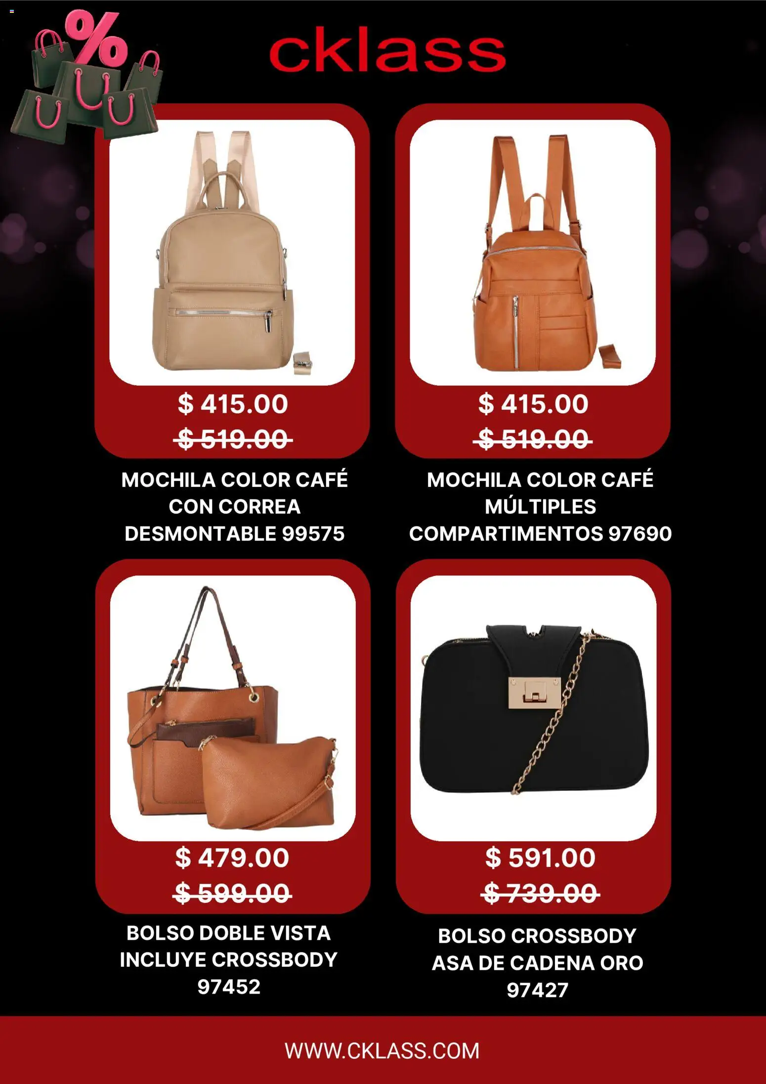 Nuevas ofertas de Cklass válidas en toda la República Mexicana desde el 12.11.2025. ¡Encuentra las mejores ofertas en Cklass Buen Fin ! | Página: 5 | Productos: Bolso, Mochila, Café, Cadena