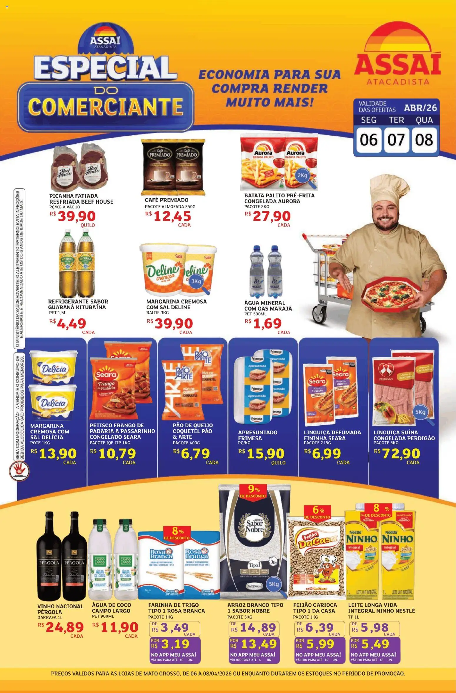 Assaí Atacadista Folheto - válido de 06.04.2026 | Página: 1 | Produtos: Feijão, Mesa, Pão, Refrigerante