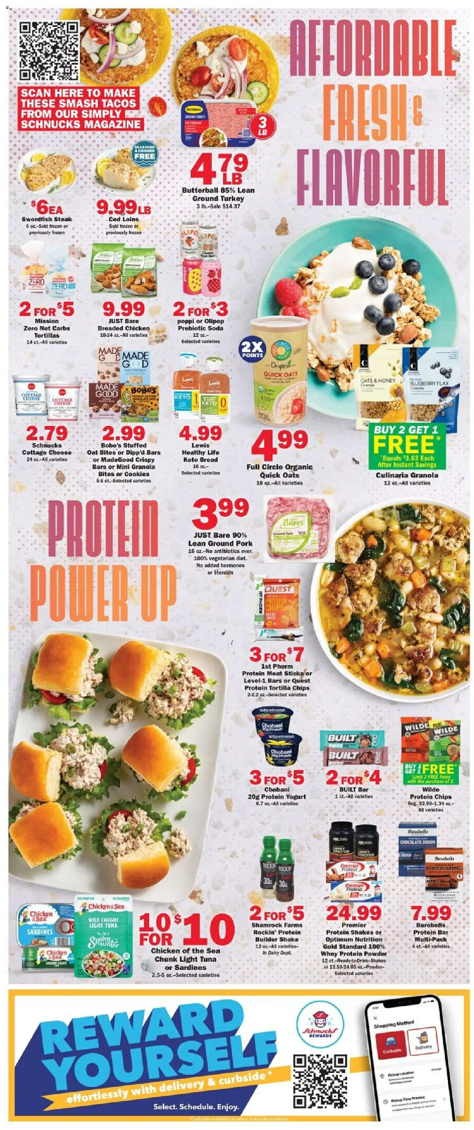 Schnucks Weekly Print Ad - IN - valid from 02.01.2026 | Page: 2 | Products: Protein Powder, Cheese, Bread, Cottage cheese