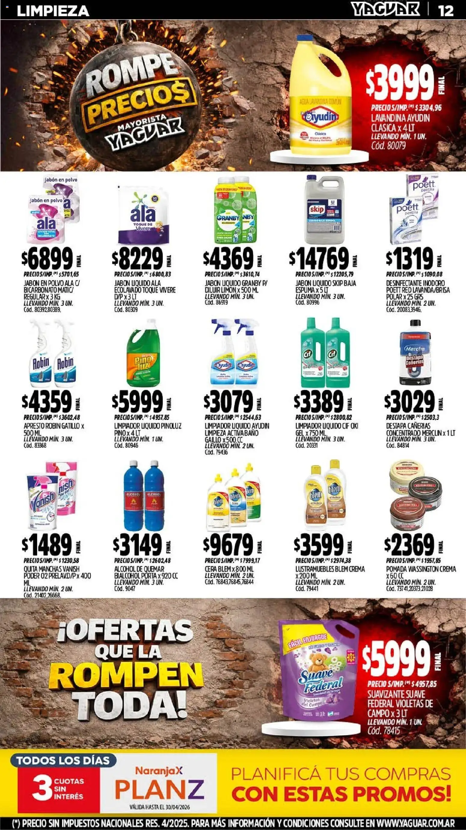 Yaguar - Oferta Semanal Trelew │ válido desde el 20.04.2026 | Página: 13 | Productos: Jabón líquido, Jabón en polvo, Espuma, Limpiador