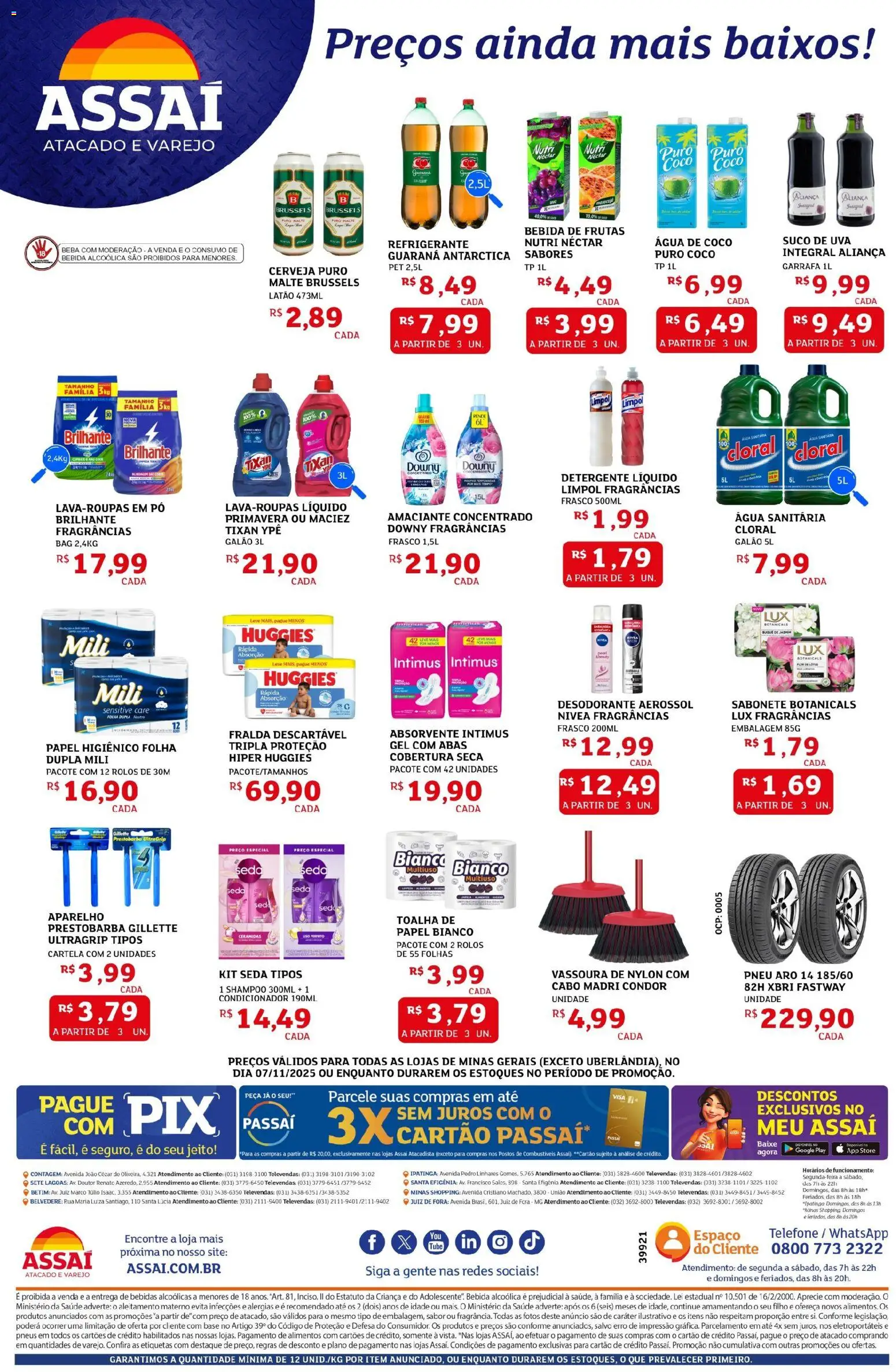 Assaí Atacadista Folheto - válido de 07.11.2025 | Página: 2 | Produtos: Shampoo, Pó, Telefone, Papel higiênico