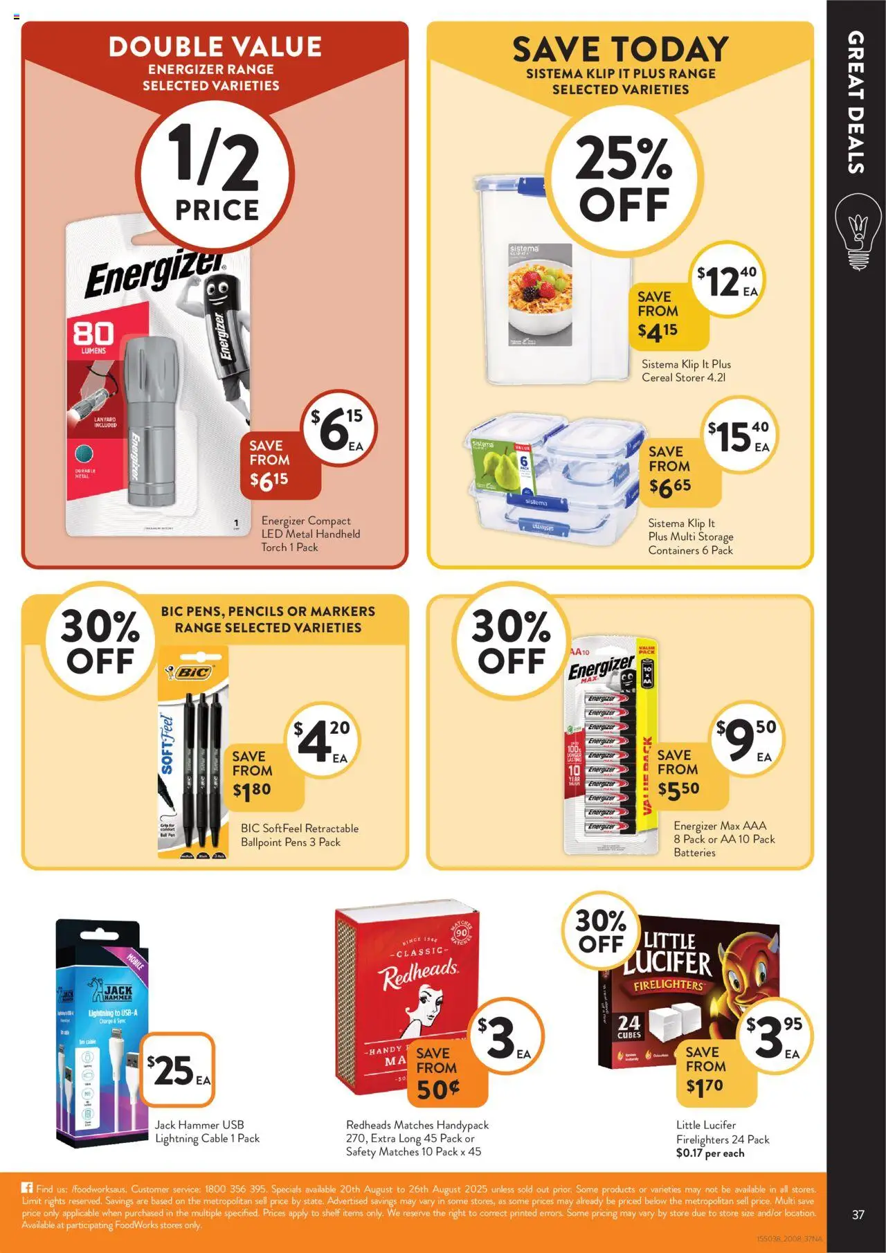 Foodworks catalogue - valid from 20.08.2025 | Page: 37 | Products: Shelf, Cereal, Torch, Mobile
