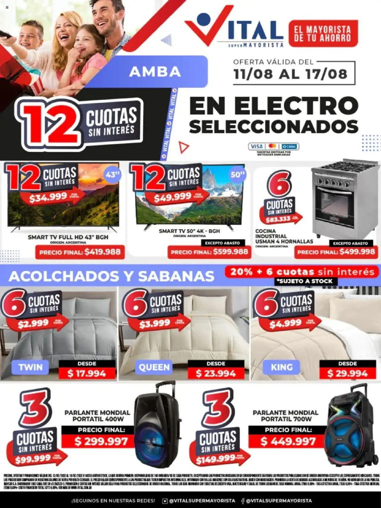 Vital - Ofertas nonfood │ válido desde el 10.08.2025 | Página: 1 | Productos: Cocina, Sabanas, Parlante