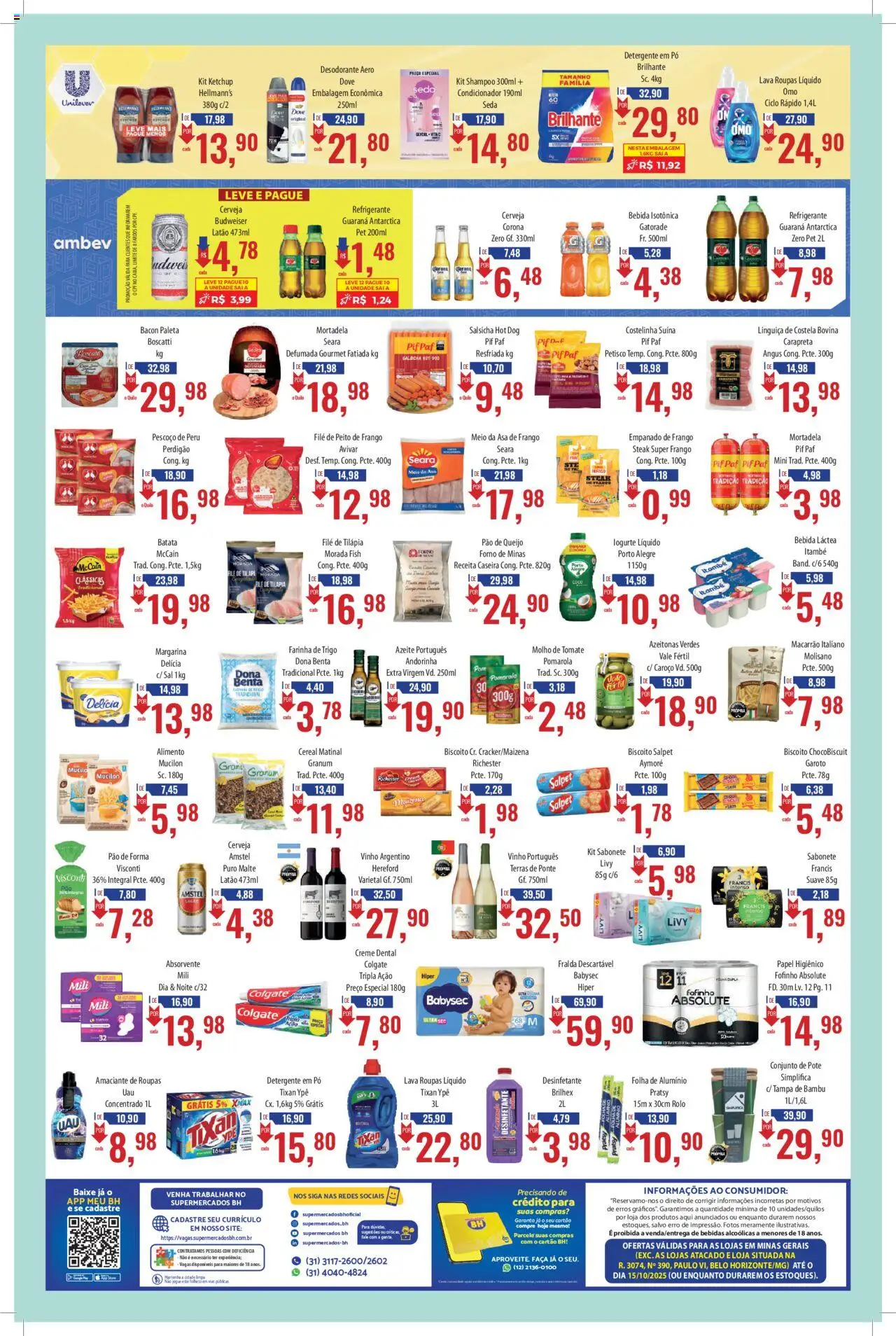 Supermercados BH Folheto - válido de 01.10.2025 | Página: 2 | Produtos: Rolo, Amaciante de roupas, Detergente, Faca