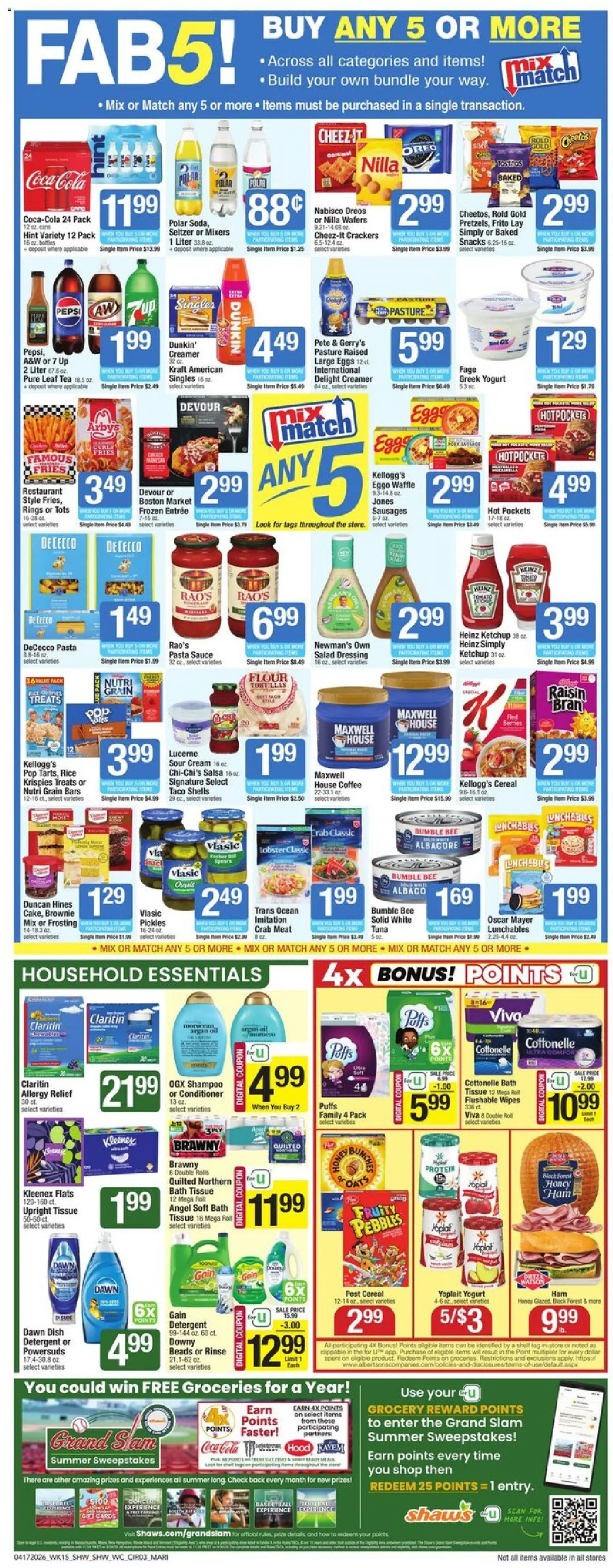 Shaw's Weekly Ad - MA - valid from 17.04.2026 | Page: 3 | Products: Shampoo, Conditioner, Pasta, Cream