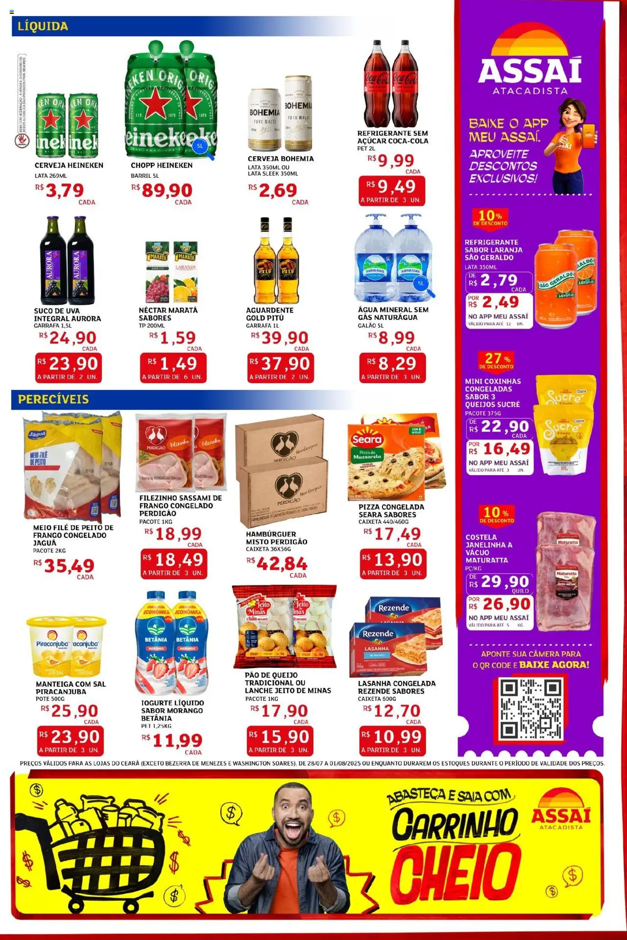 Assaí Atacadista Folheto - válido de 28.07.2025 | Página: 3 | Produtos: Pão, Heineken, Lasanha, Mussarela