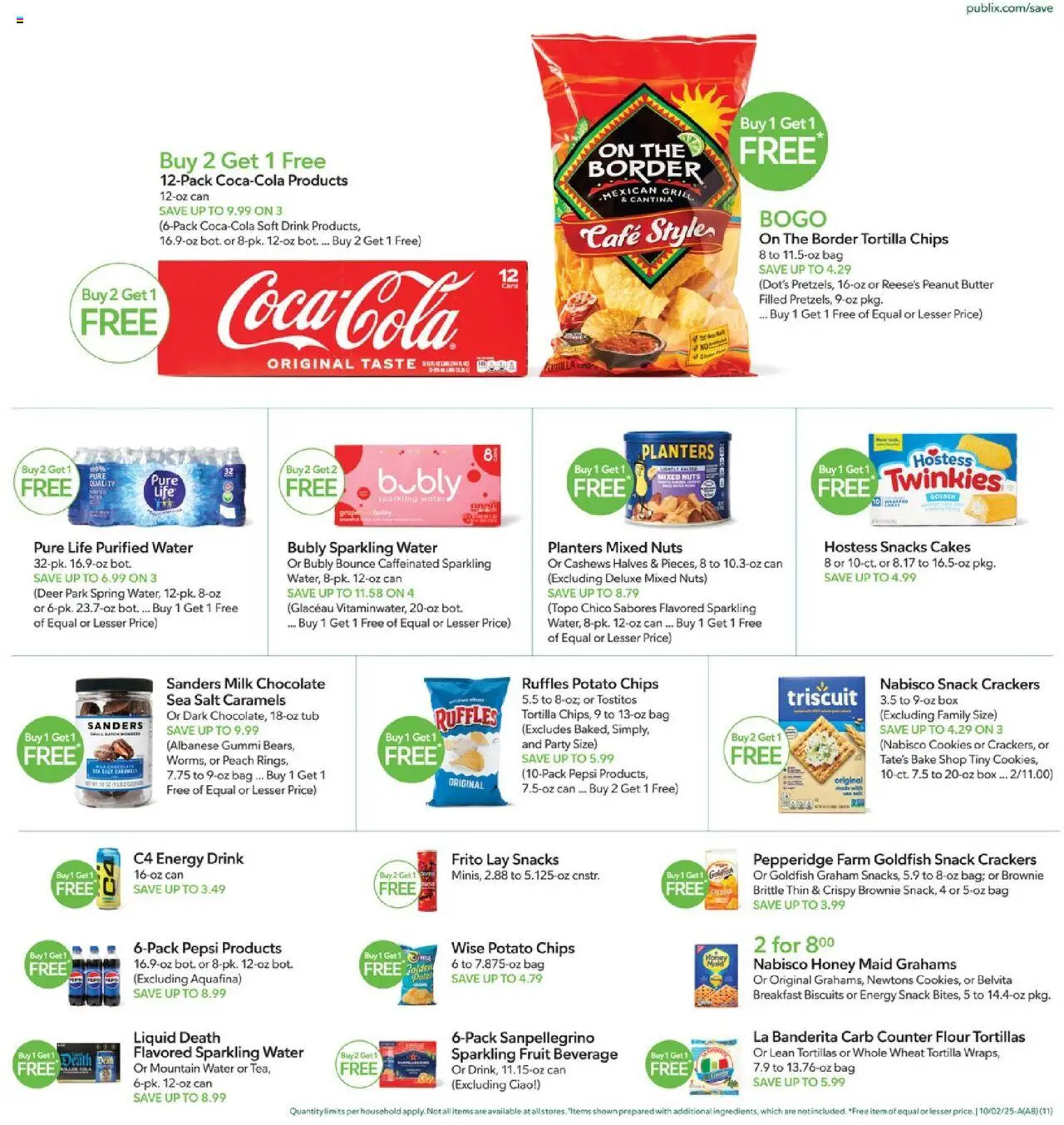 Publix Weekly Ad - valid from 01.10.2025 | Page: 11 | Products: Milk, Cookies, Water, Bag