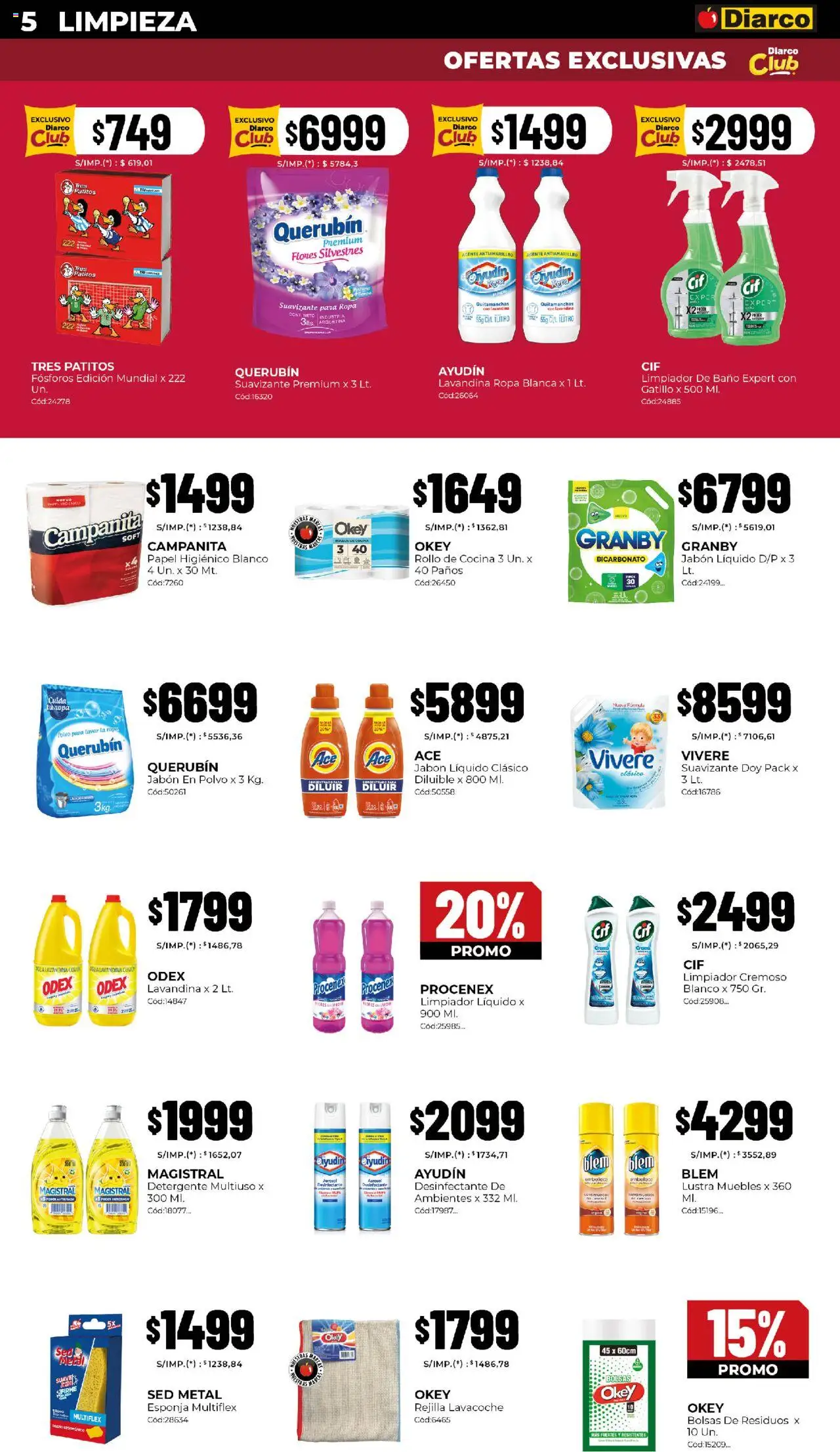 Diarco - Ofertas Pueblo Interior │ válido desde el 13.10.2025 | Página: 5 | Productos: Papel higiénico, Lavandina, Cocina, Jabón en polvo