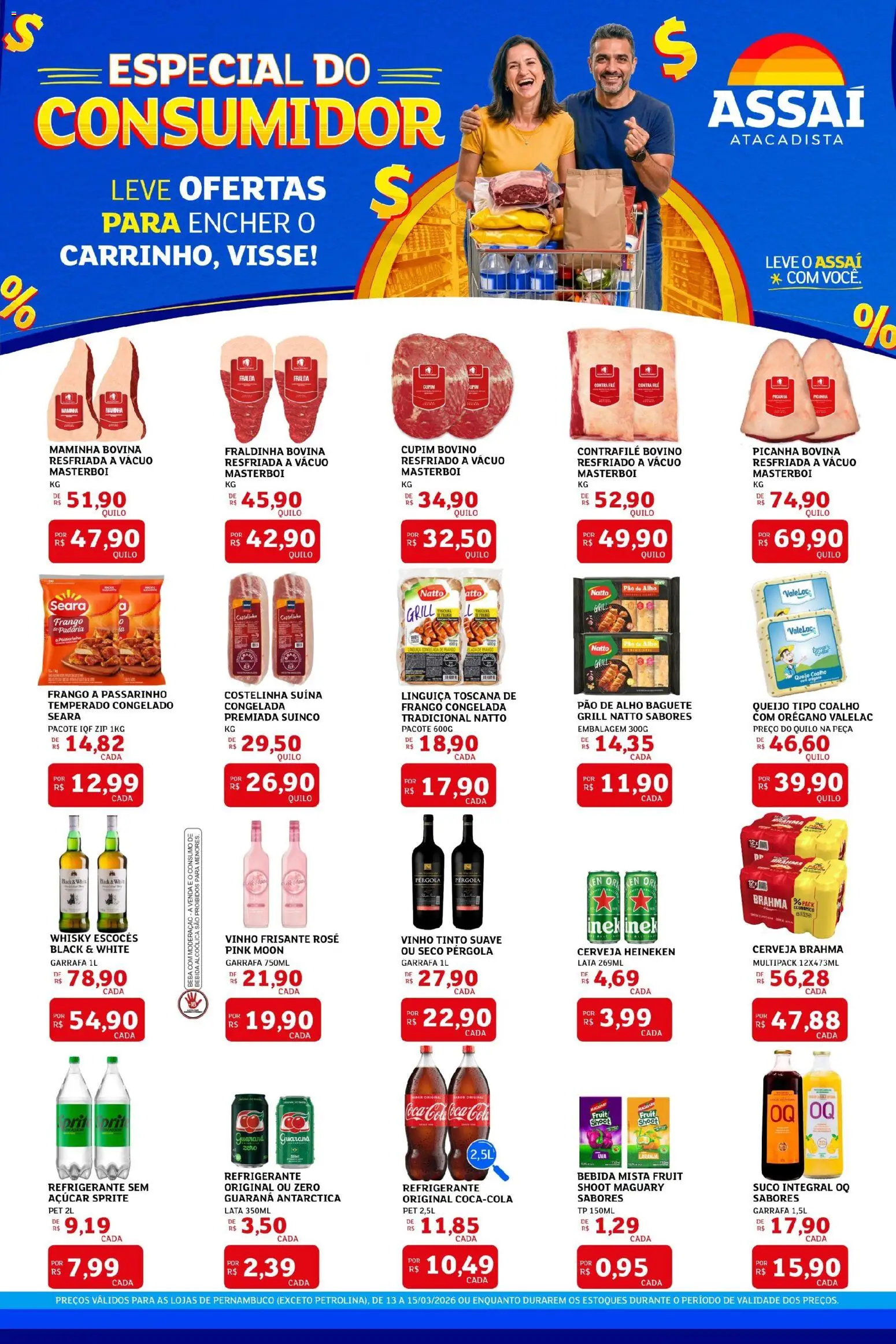 Assaí Atacadista Folheto - válido de 13.03.2026 | Página: 1 | Produtos: Linguiça, Suco, Refrigerante, Frango