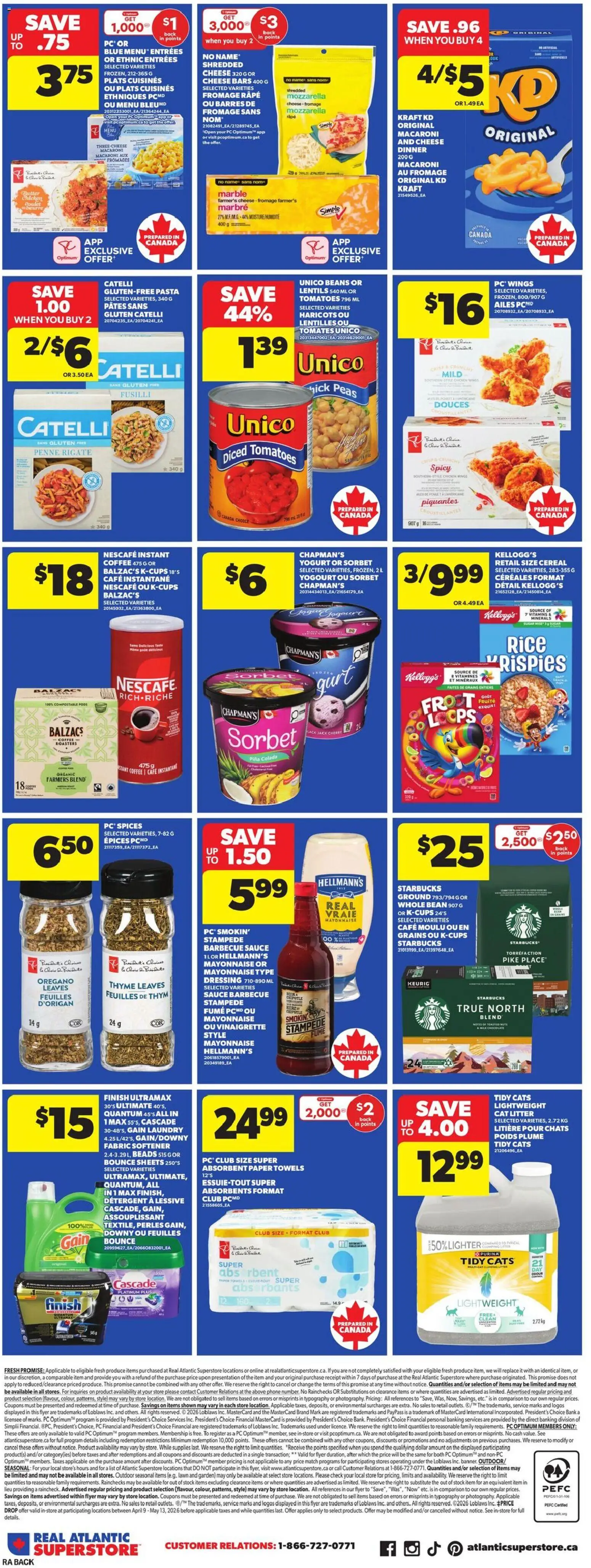 Atlantic Superstore flyer valid from 09.04.2026 | Page: 4 | Products: PC, Fabric softener, Cheese, Yogurt