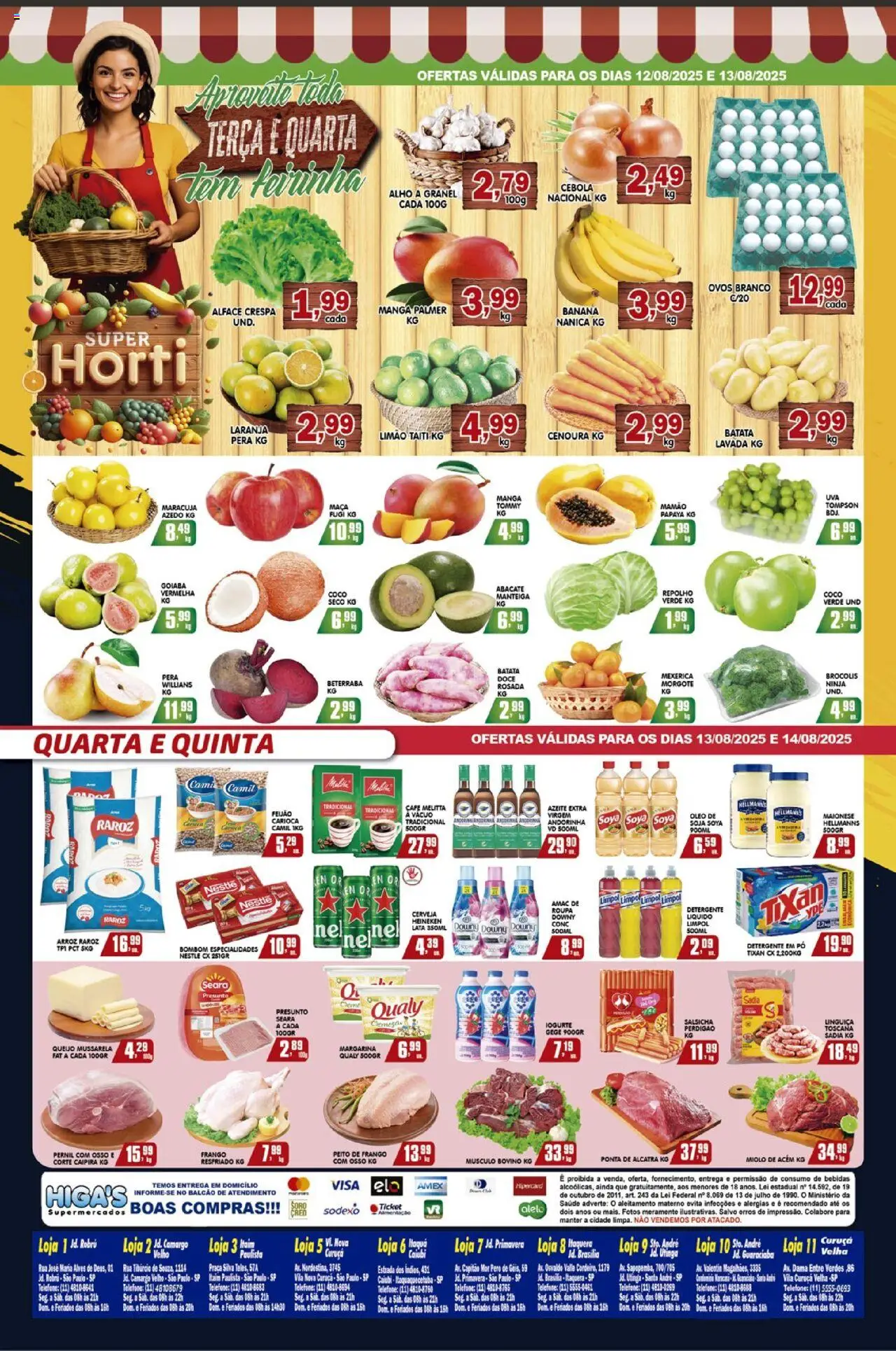 Higa's Supermercado Folheto - válido de 13.08.2025 | Página: 4 | Produtos: Feijão, Cerveja, Frango, Soja