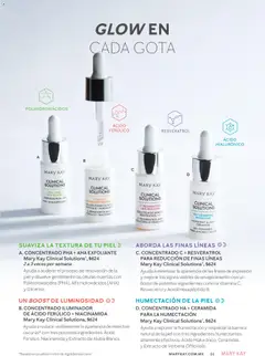 Vista previa de B. CONCENTRADO ILUMINADOR DE ÁCIDO FERÚLICO + NIACINAMIDA Mary Kay Clinical Solutions, Ayuda a reducir visiblemente la apariencia de manchas oscuras* con tres potentes ingredientes: Ácido Ferúlico, Niacinamida y Extracto de Alubia Blanca., nuevo folleto de la tienda, válido en México a partir del 01.03.2026 | Página: 51