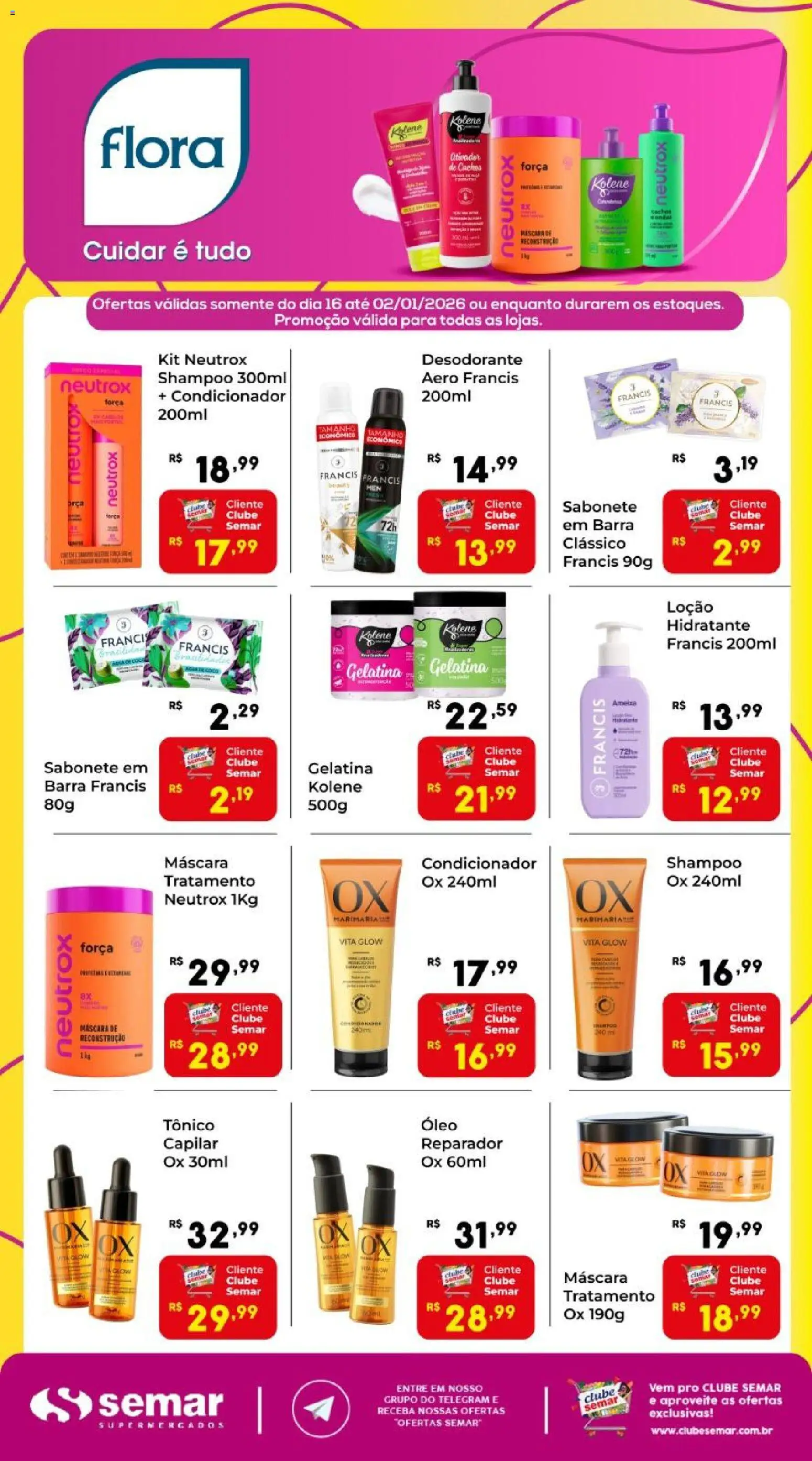 Semar Supermercado Folheto - válido de 16.12.2025 | Página: 1 | Produtos: Shampoo, Tônico, Condicionador, Gelatina