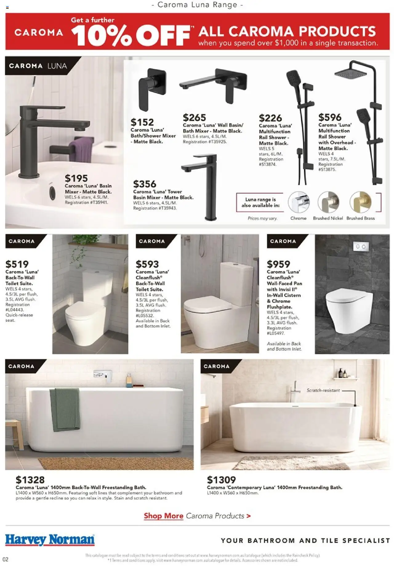 Harvey Norman catalogue - valid from 03.10.2025 | Page: 2 | Products: Bath, Shower, Mixer, Bathroom