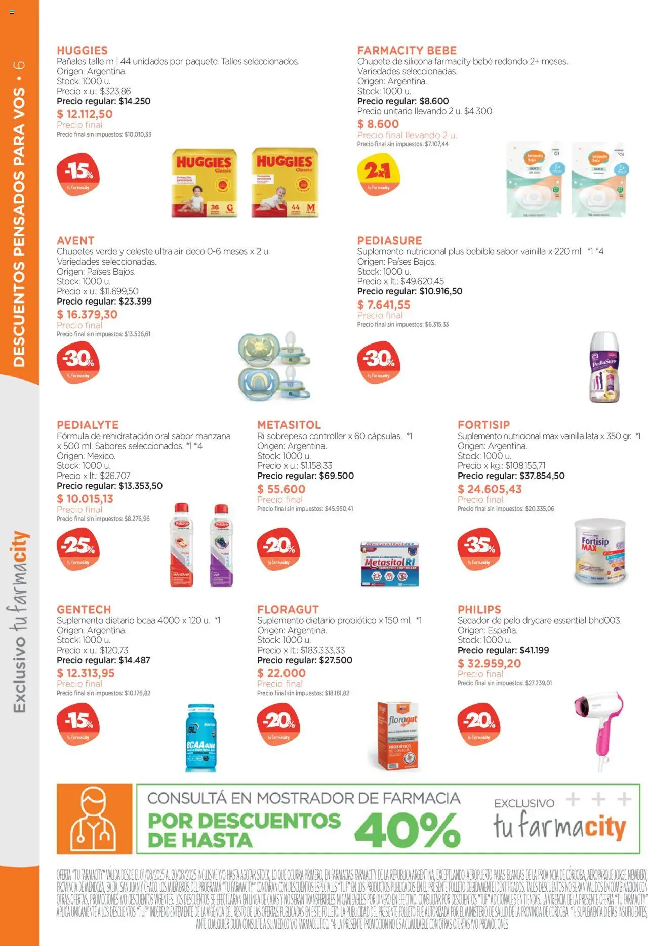 Farmacity catálogo │ válido desde el 01.08.2025 | Página: 6 | Productos: Secador de pelo, Suplemento dietario, Manzana, Pañales