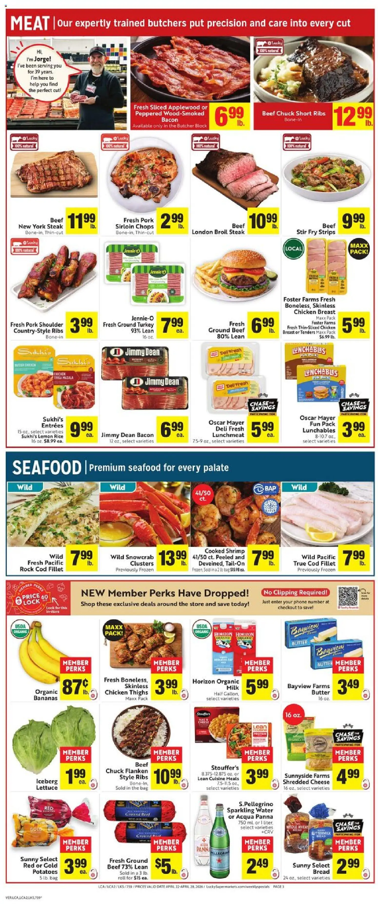 Lucky Supermarkets Weekly - CA - valid from 22.04.2026 | Page: 5 | Products: Milk, Bread, Pork, Date
