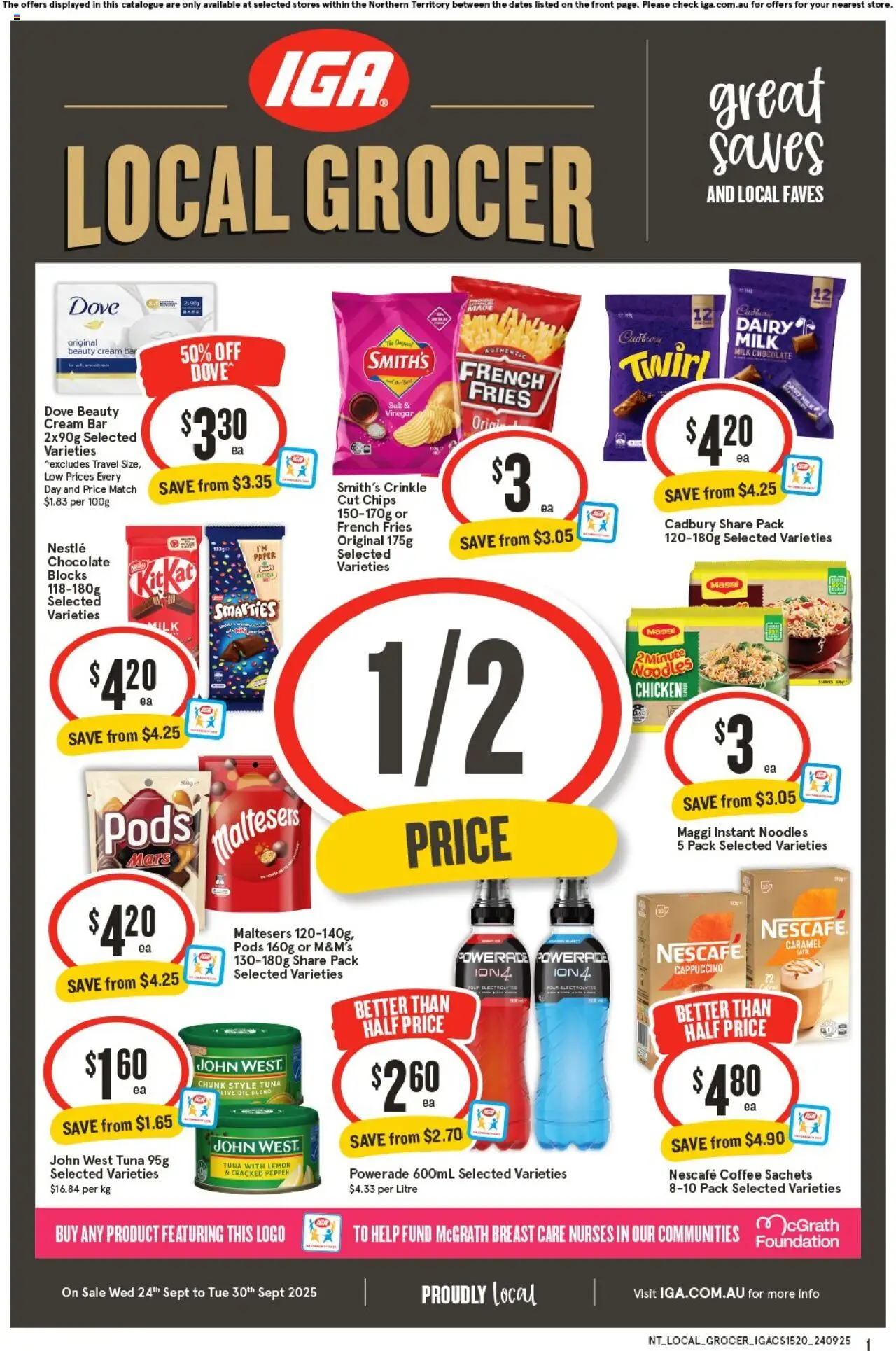 IGA catalogue - valid from 24.09.2025 | Page: 1 | Products: Oil, Chicken, Pepper, Vinegar
