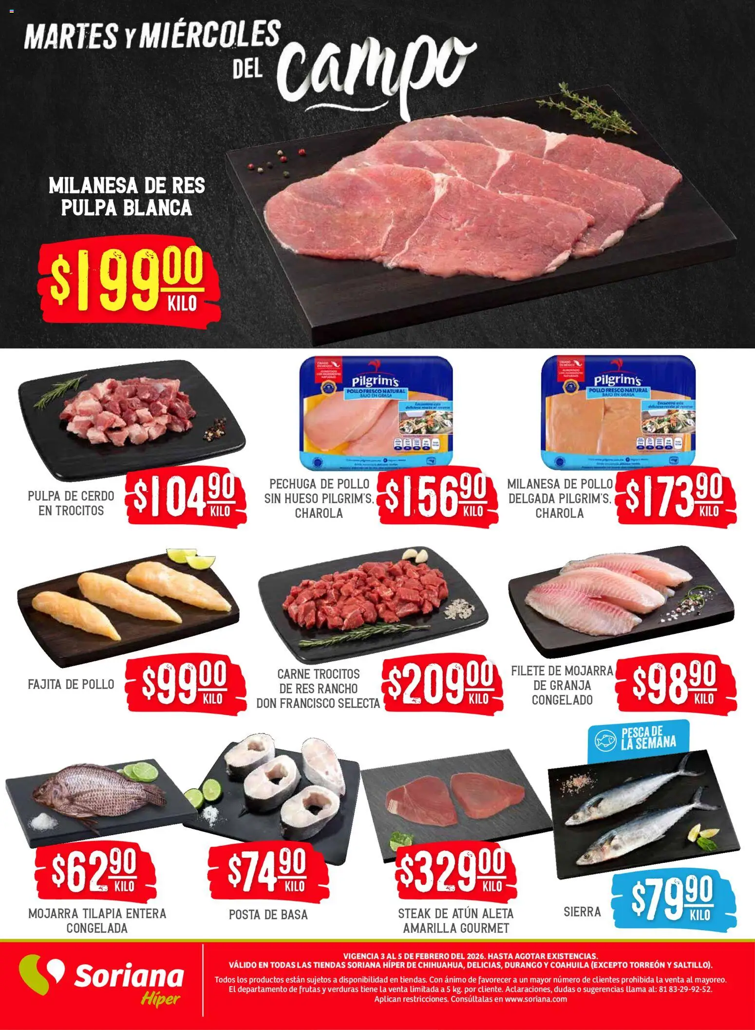 Nuevas ofertas de Soriana válidas en toda la República Mexicana desde el 03.02.2026. ¡Encuentra las mejores ofertas en Soriana - Martes y Miércoles del Campo Híper: Chih, Delicias, Dur y Coah (excepto Saltillo)! | Página: 4