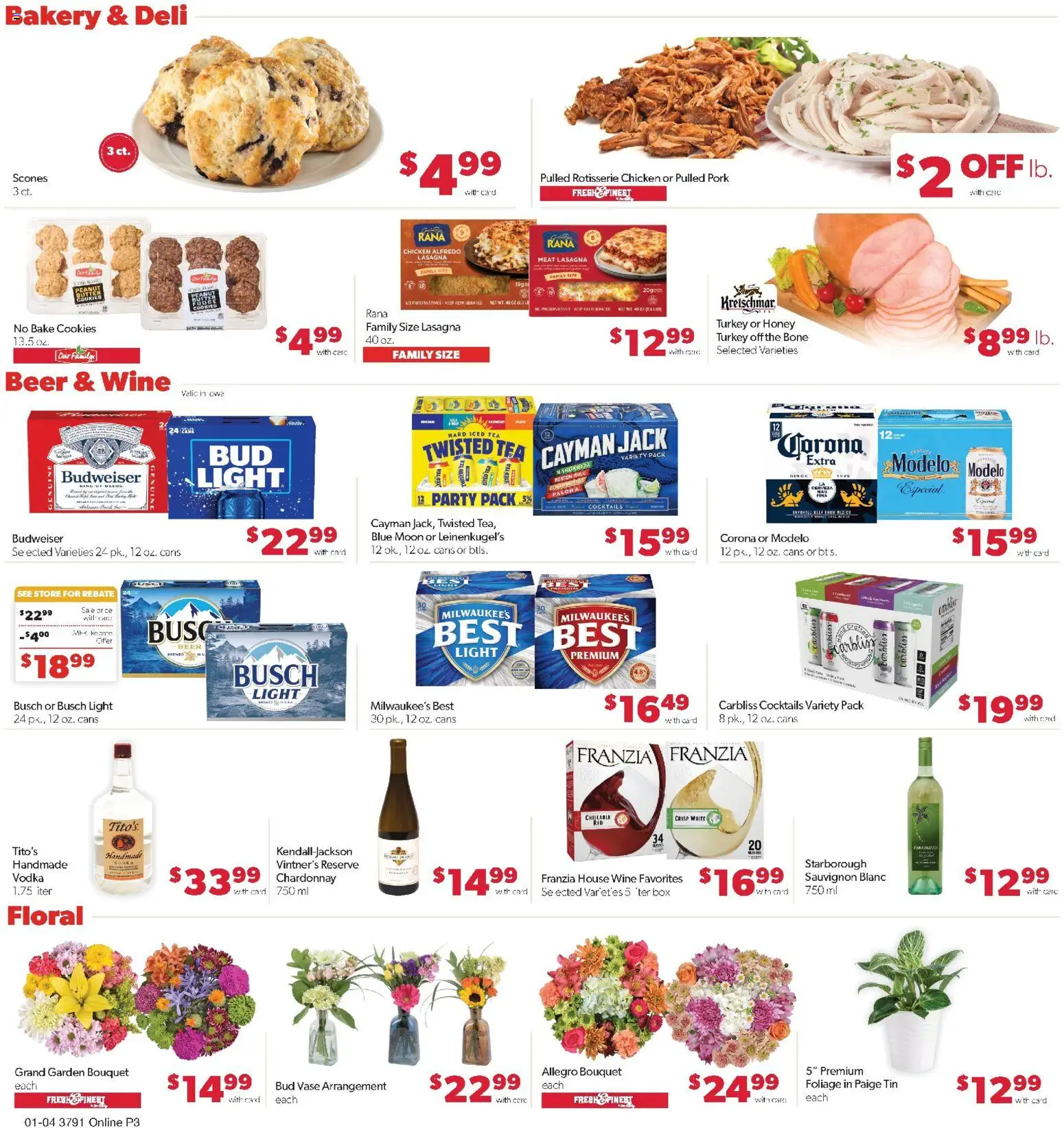 Family Fare Weekly Ad - IA - valid from 04.01.2026 | Page: 7 | Products: Vase, Butter, Beer, Vodka