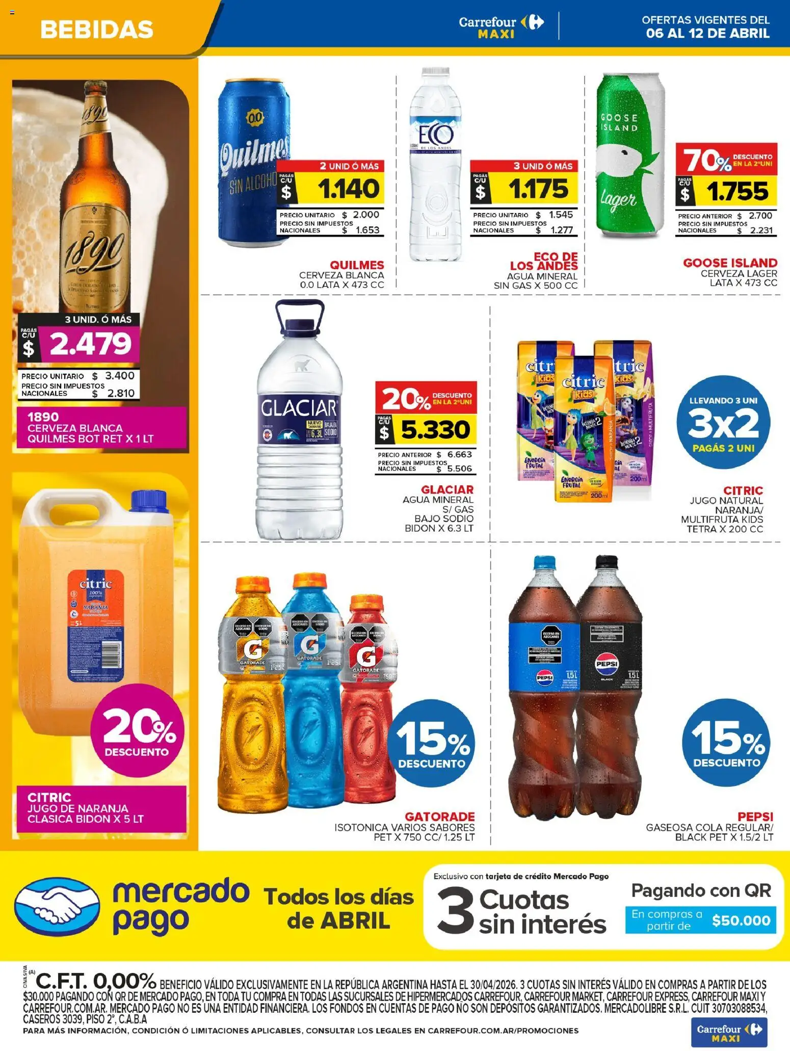 Carrefour Maxi catálogo │ válido desde el 06.04.2026 | Página: 4 | Productos: Gaseosa, Agua, Jugo, Cerveza
