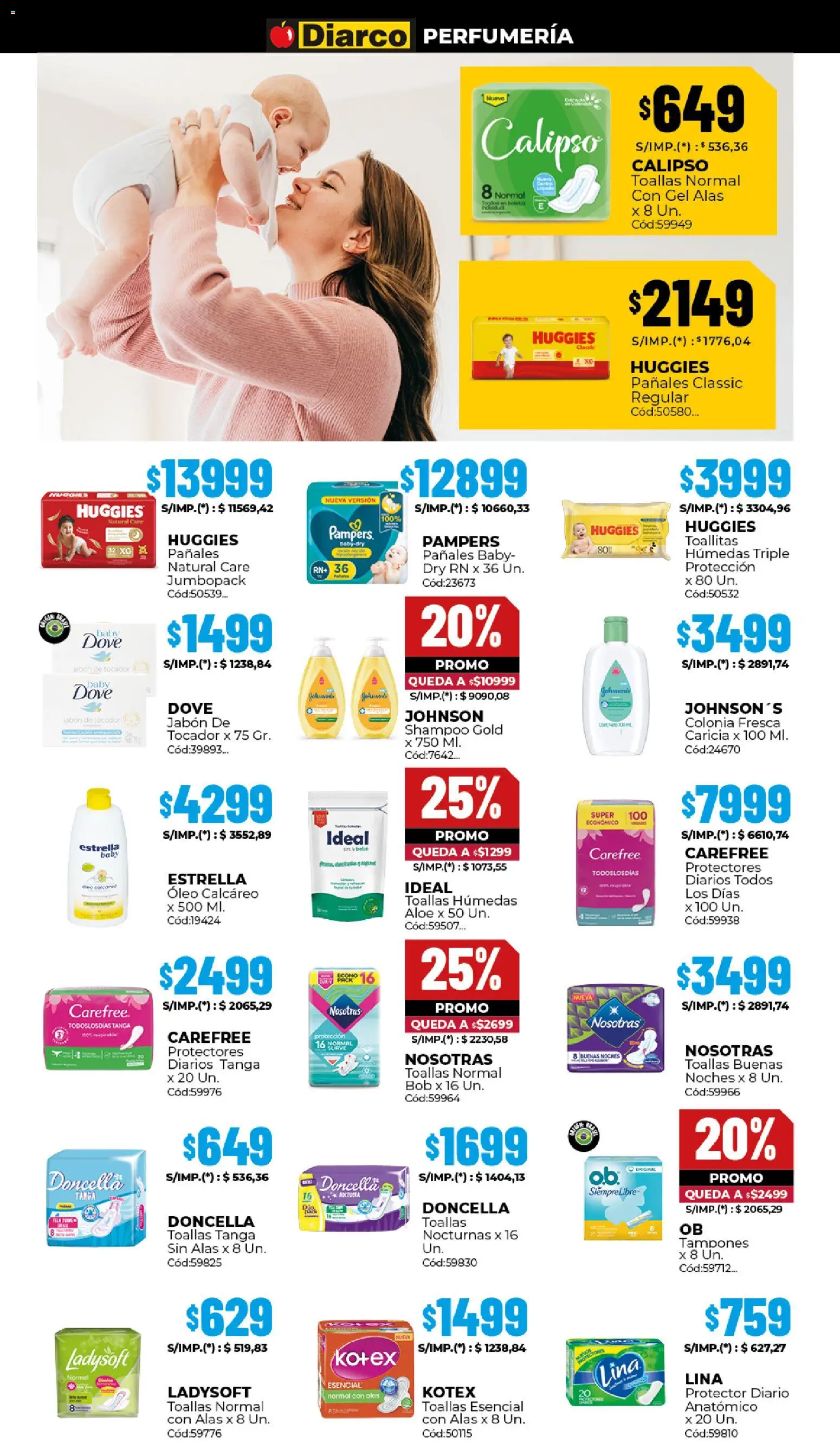Diarco ofertas │ válido desde el 10.11.2025 | Página: 14 | Productos: Tampones, Toallas, Jabón, Pañales
