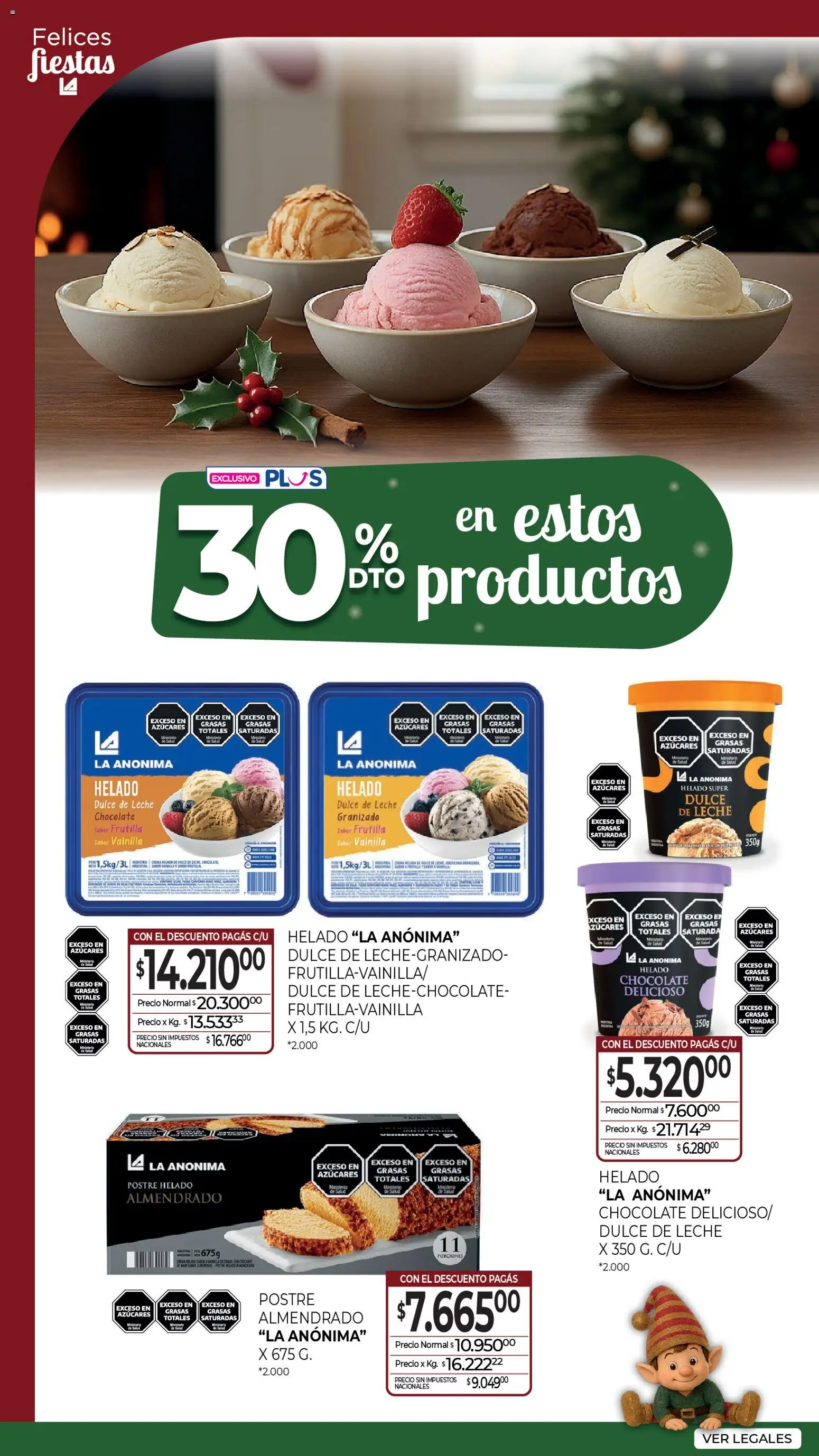 La Anonima Marca Propia Fiestas │ válido desde el 18.12.2025 | Página: 10 | Productos: Helado, Frutilla, Dulce de leche, Leche
