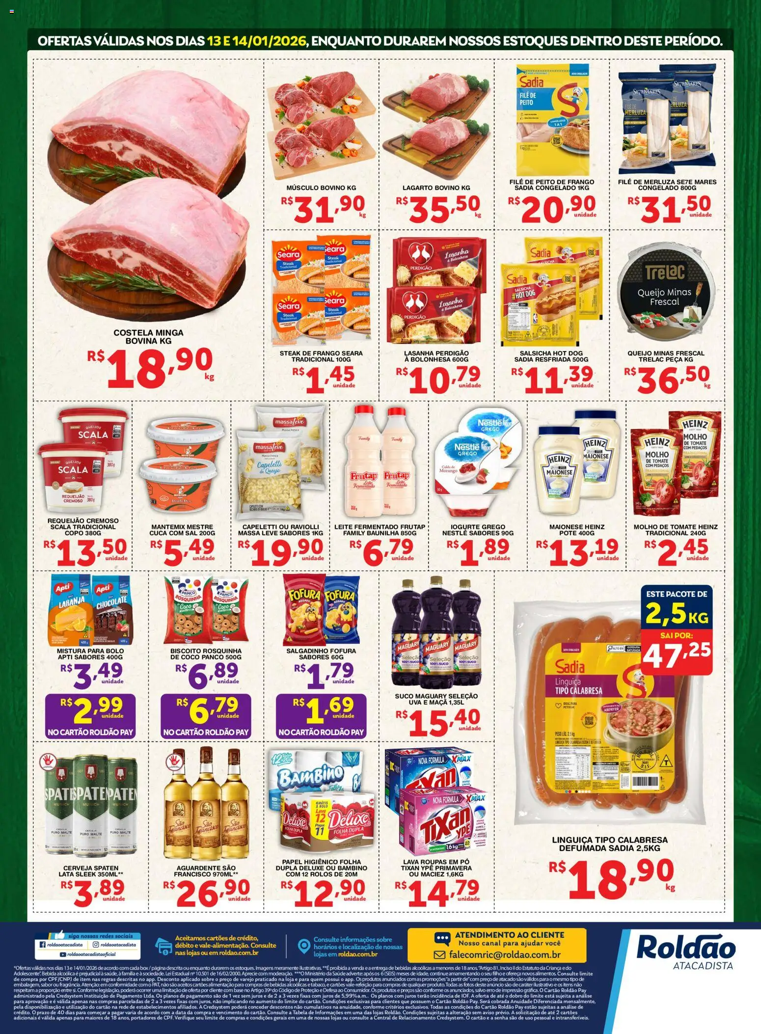 Roldão Folheto - válido de 13.01.2026 | Página: 2 | Produtos: Biscoito, Leite, Roupas, Massa