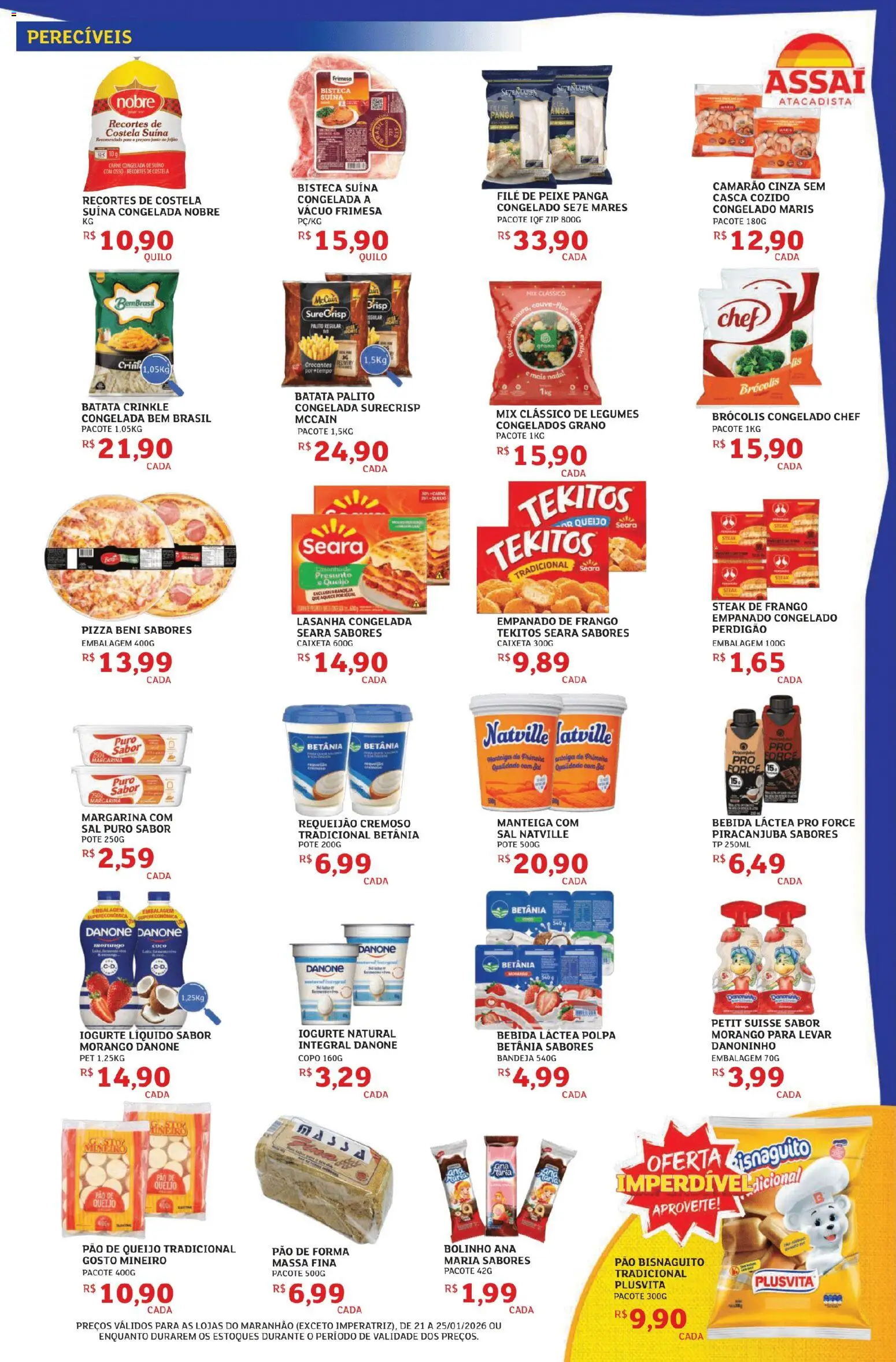 Assaí Atacadista Folheto - válido de 21.01.2026 | Página: 3 | Produtos: Peixe, Massa, Brócolis, Requeijão