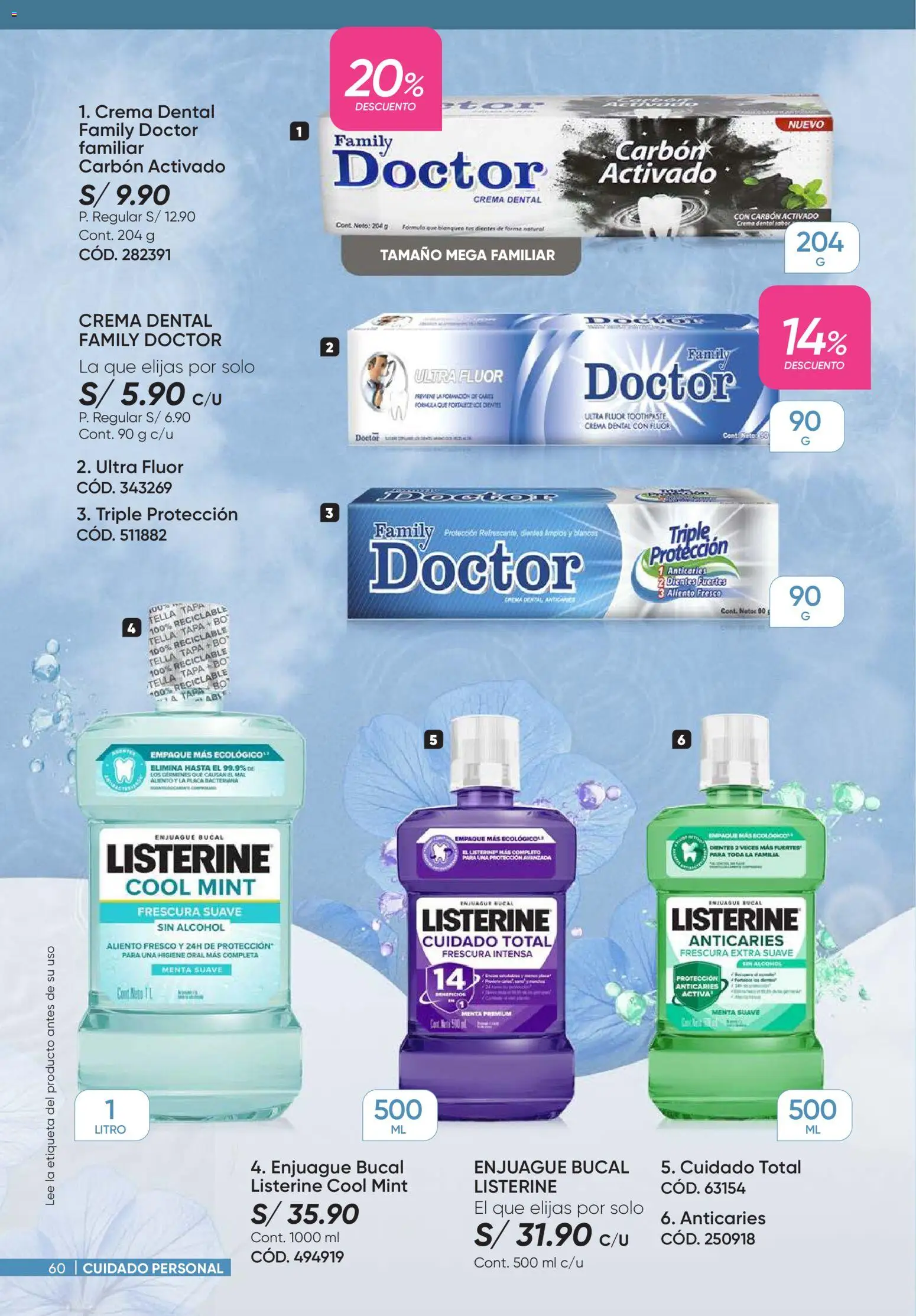 Catálogo Azzorti válido desde 14.04.2026 | Página: 60 | Productos: Enjuague bucal, Crema, Empaque