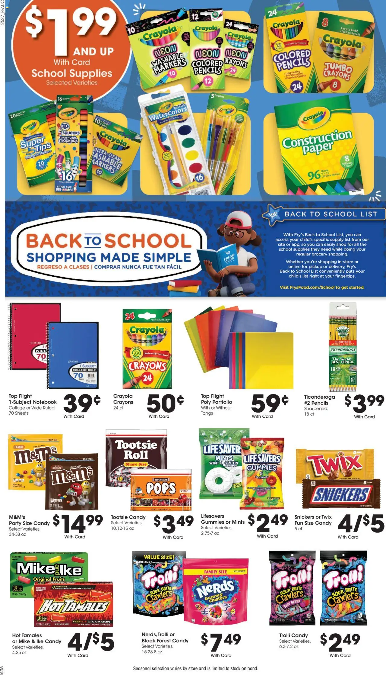 Fry's Food Weekly Ad - valid from 06.08.2025 | Page: 14 | Products: Pencil, Chocolate, Fruits, Notebook