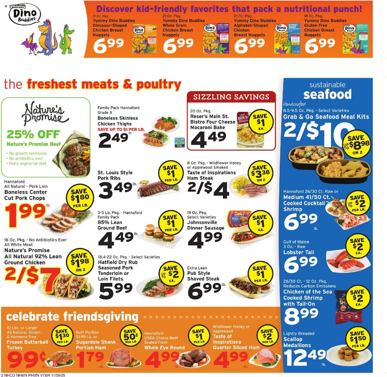 Hannaford Weekly Ad - valid from 09.11.2025 | Page: 2 | Products: Beef, Seafood, Sausage, Poultry