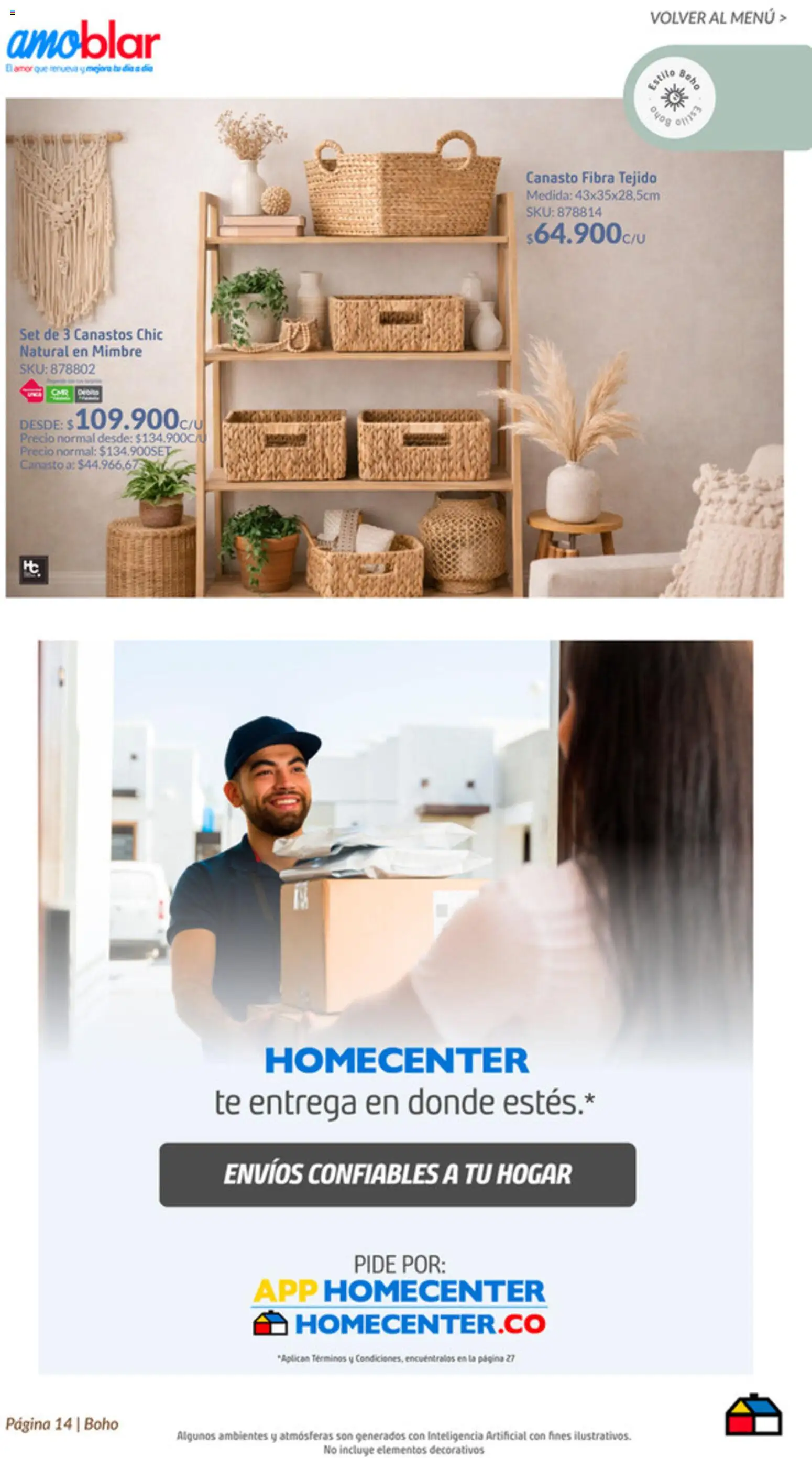 Homecenter revista - valida desde el 22.01.2026 | Página: 14 | Productos: Té, Canasto