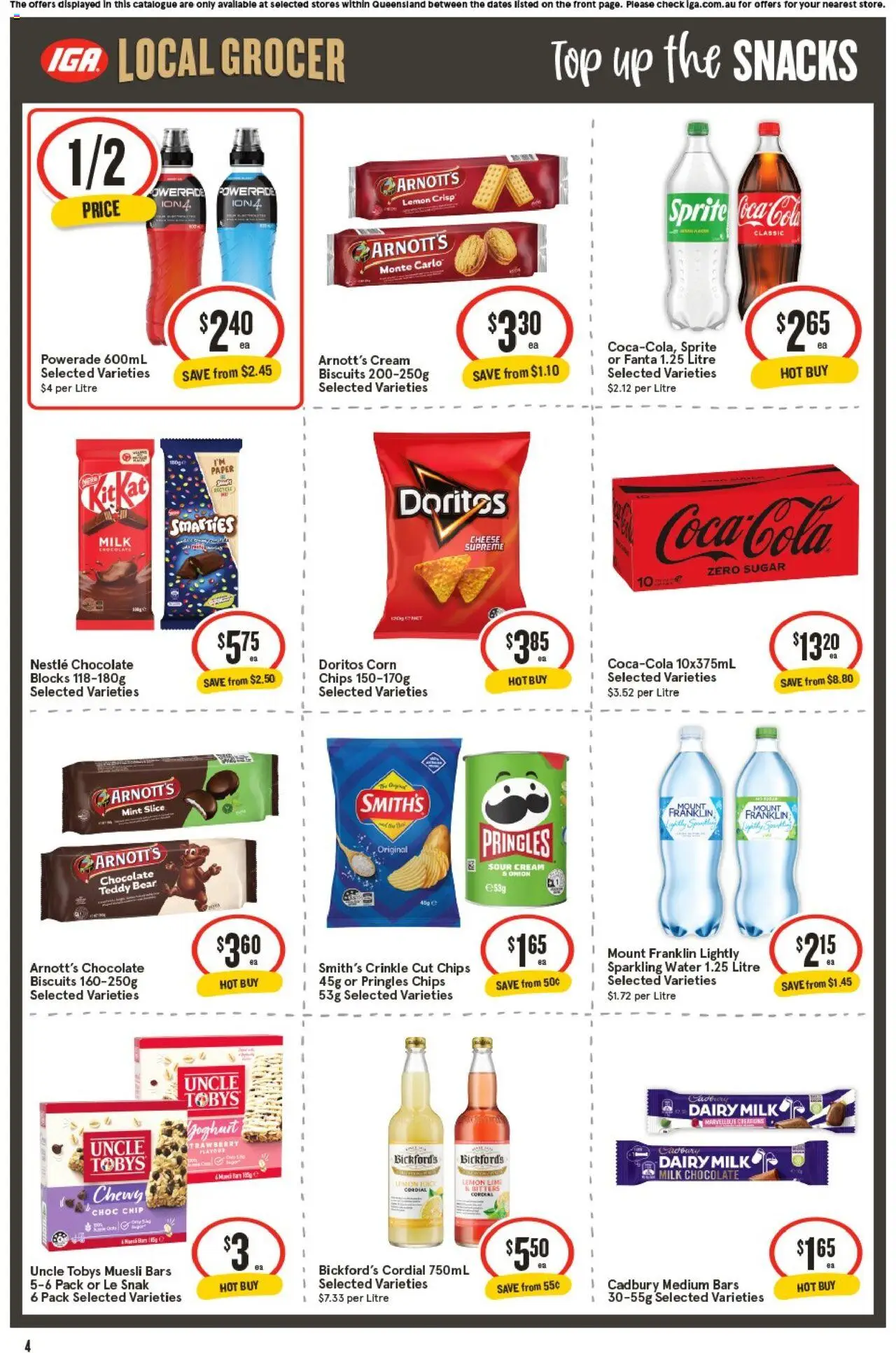 IGA catalogue - valid from 22.10.2025 | Page: 4 | Products: Milk, Dairy, Chips, Lime