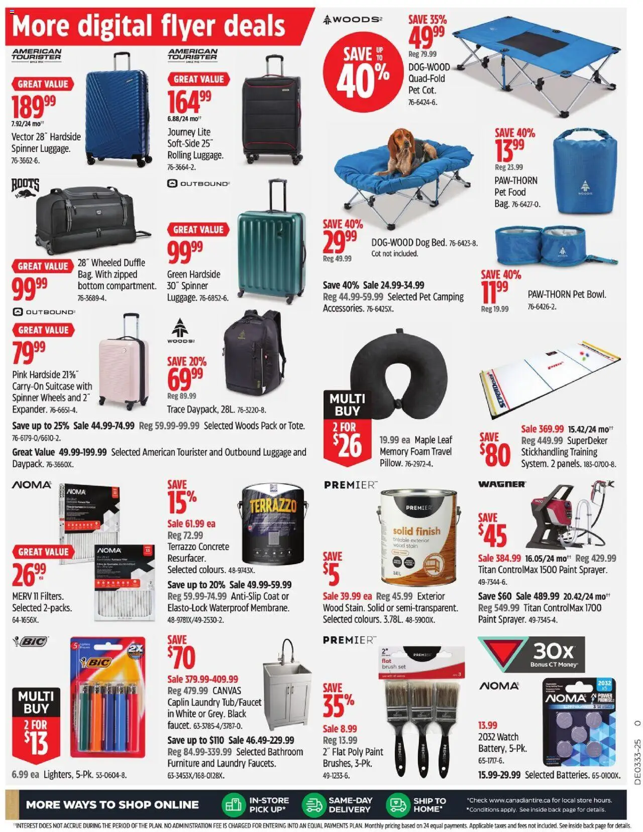 Canadian Tire flyer valid from 07.08.2025 | Page: 17 | Products: Luggage, Suitcase, Watch, Brush