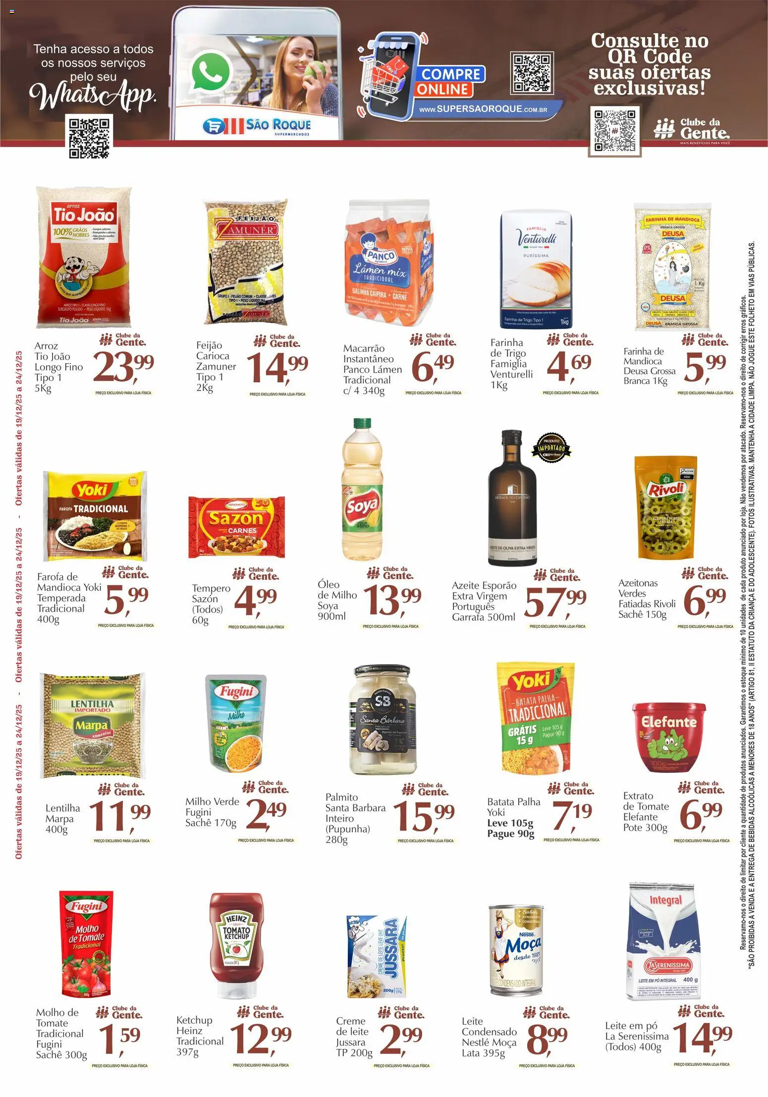São Roque Supermercados Folheto - válido de 19.12.2025 | Página: 2 | Produtos: Creme, Creme de leite, Leite condensado, Leite em pó