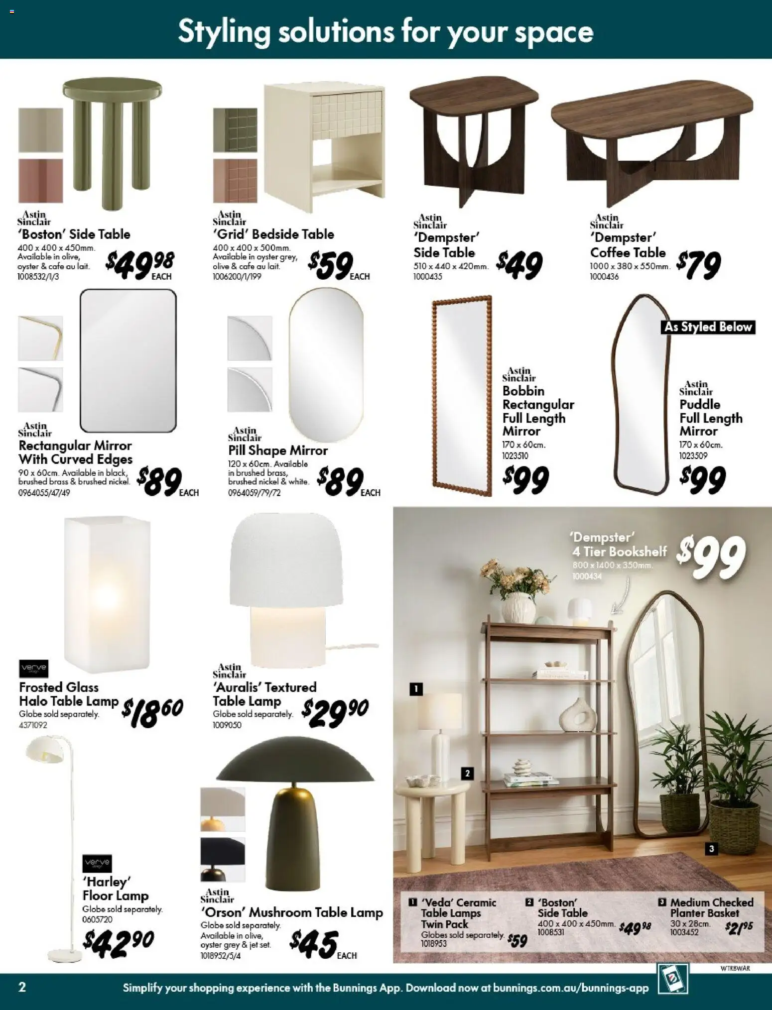 Bunnings Warehouse catalogue - valid from 29.04.2026 | Page: 2 | Products: Bedside table, Coffee table, Table, Lamp