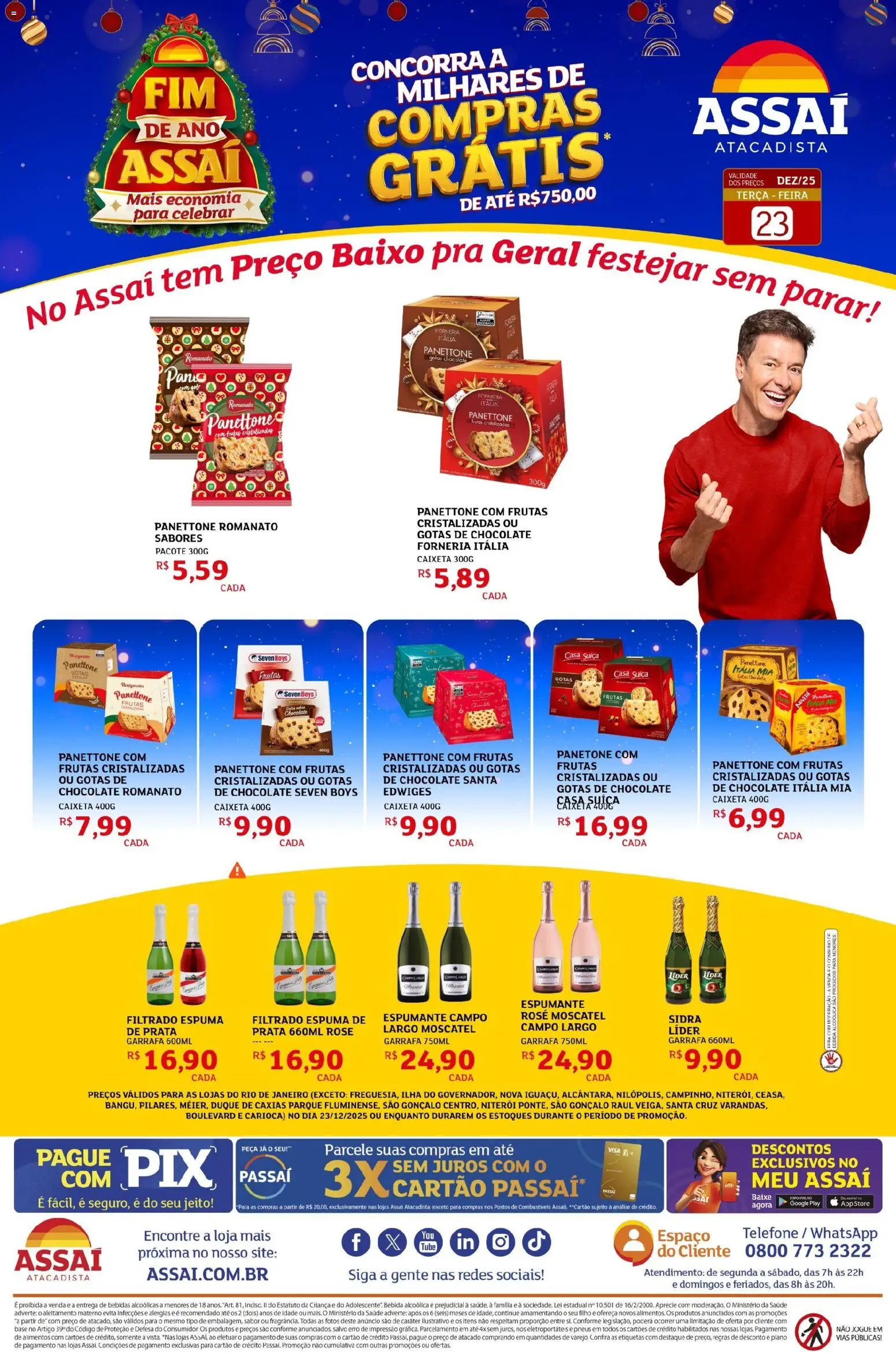 Assaí Atacadista Folheto - válido de 23.12.2025 | Página: 1 | Produtos: Panettone, Base, Baixo, Panetone