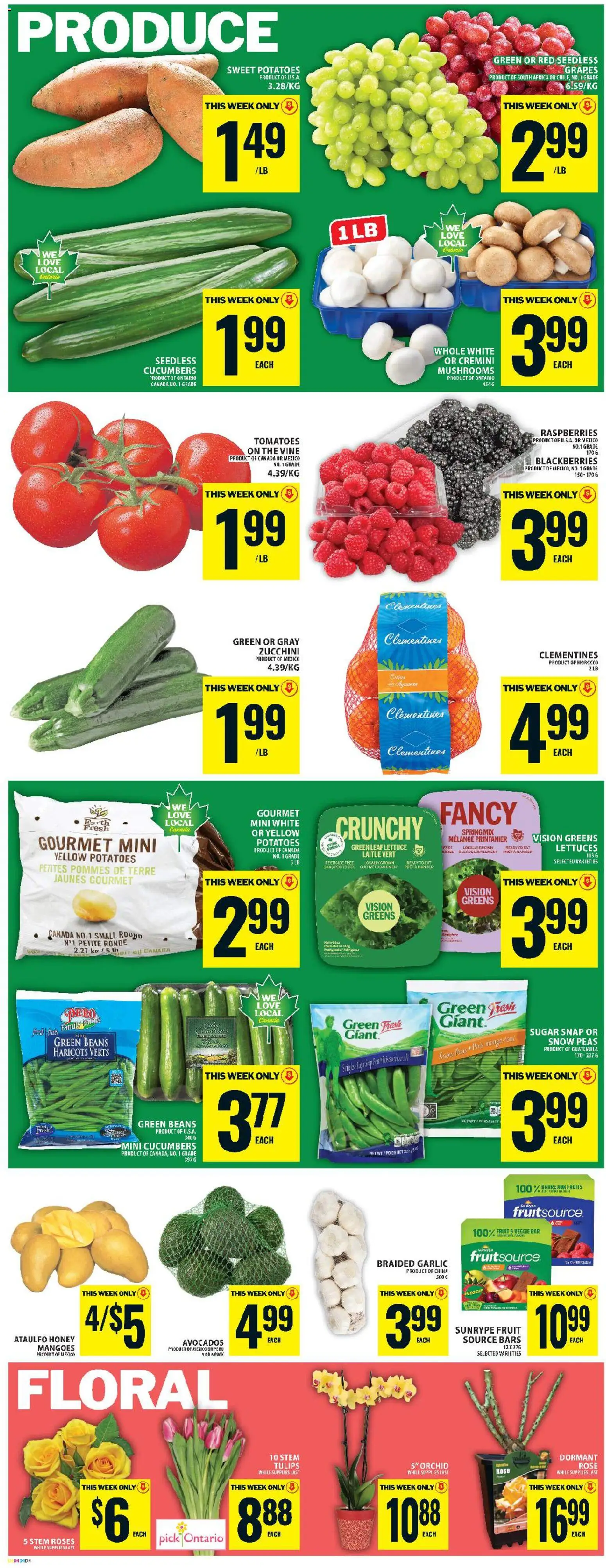 Food Basics flyer valid from 16.04.2026 | Page: 6 | Products: Cucumbers, Potatoes, Tomatoes