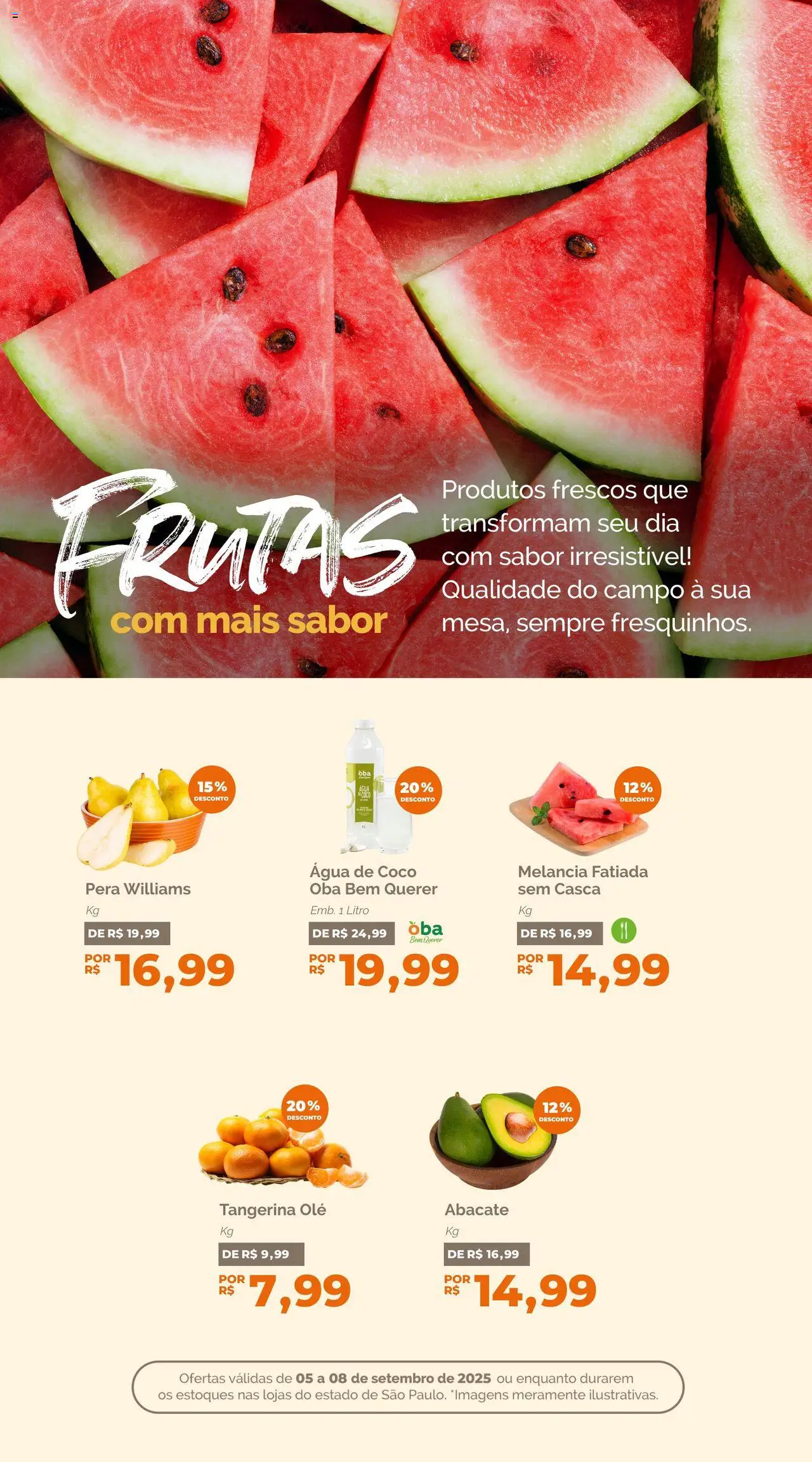 Oba Hortifruti Folheto - válido de 05.09.2025 | Página: 5 | Produtos: Coco, Melancia, Pera, Água de coco