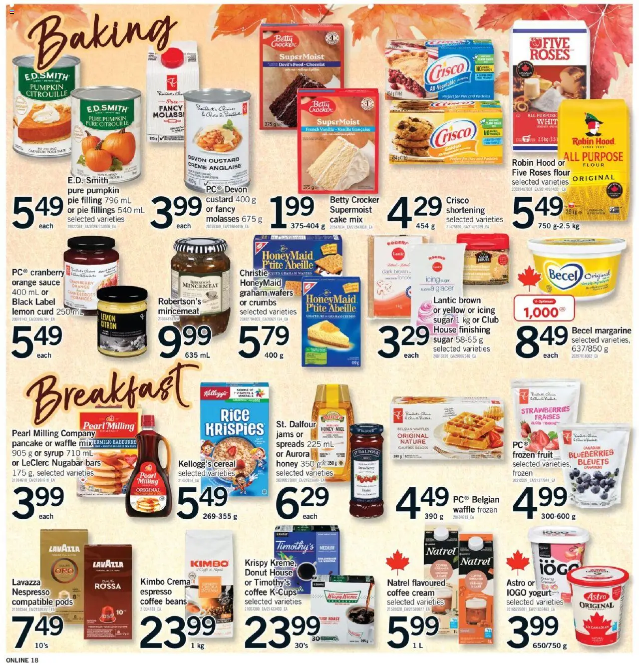 Fortinos flyer valid from 09.10.2025 | Page: 18 | Products: Strawberries, Cream, Yogurt, Coffee