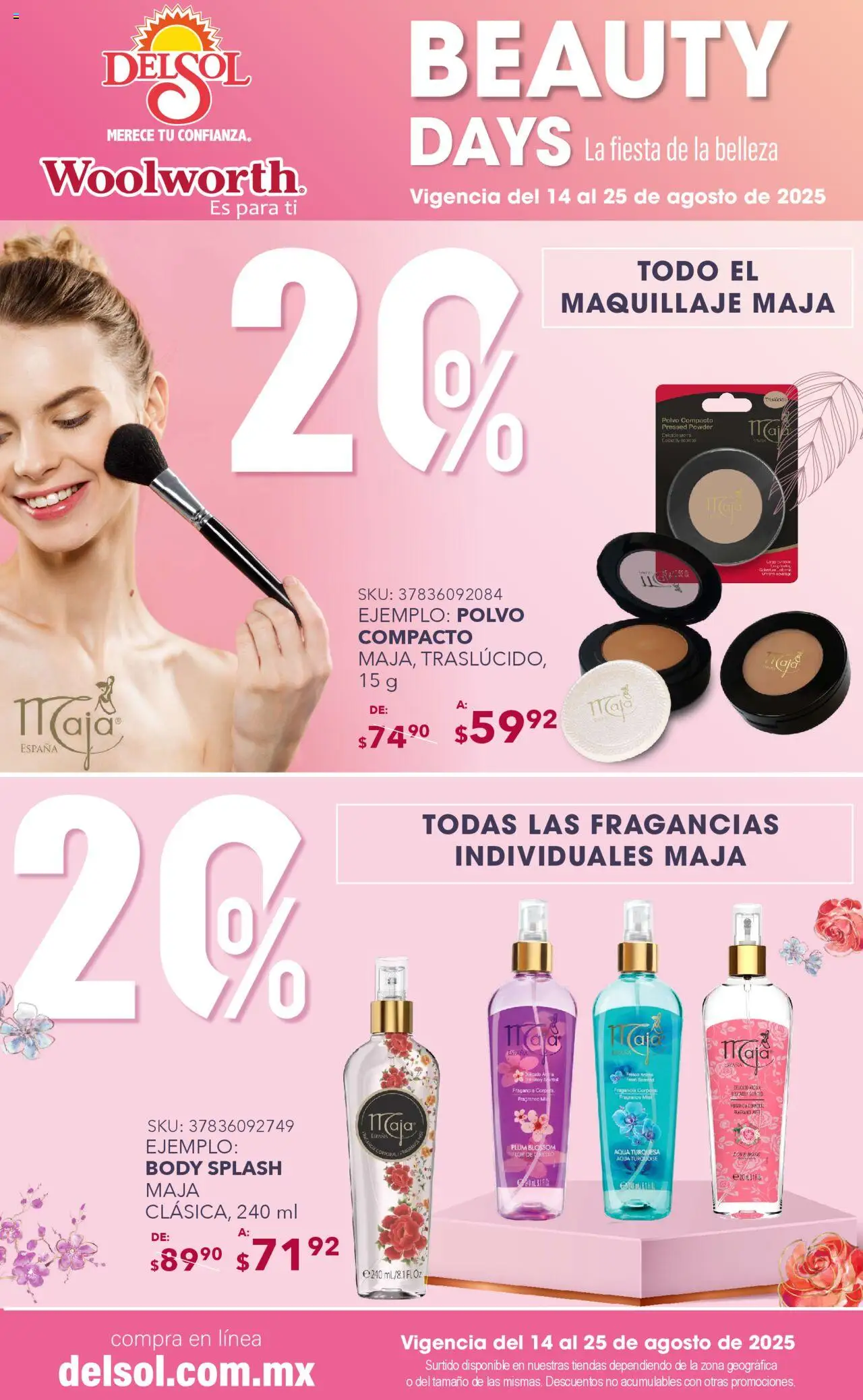 Nuevas ofertas de Del Sol y Woolworth válidas en toda la República Mexicana desde el 14.08.2025. ¡Encuentra las mejores ofertas en Del Sol y Woolworth - Catálogo La Fiesta de la Belleza - Pasillo Grisi Agosto! | Página: 4 | Productos: Polvo compacto, Fragancia, Maquillaje, Polvo